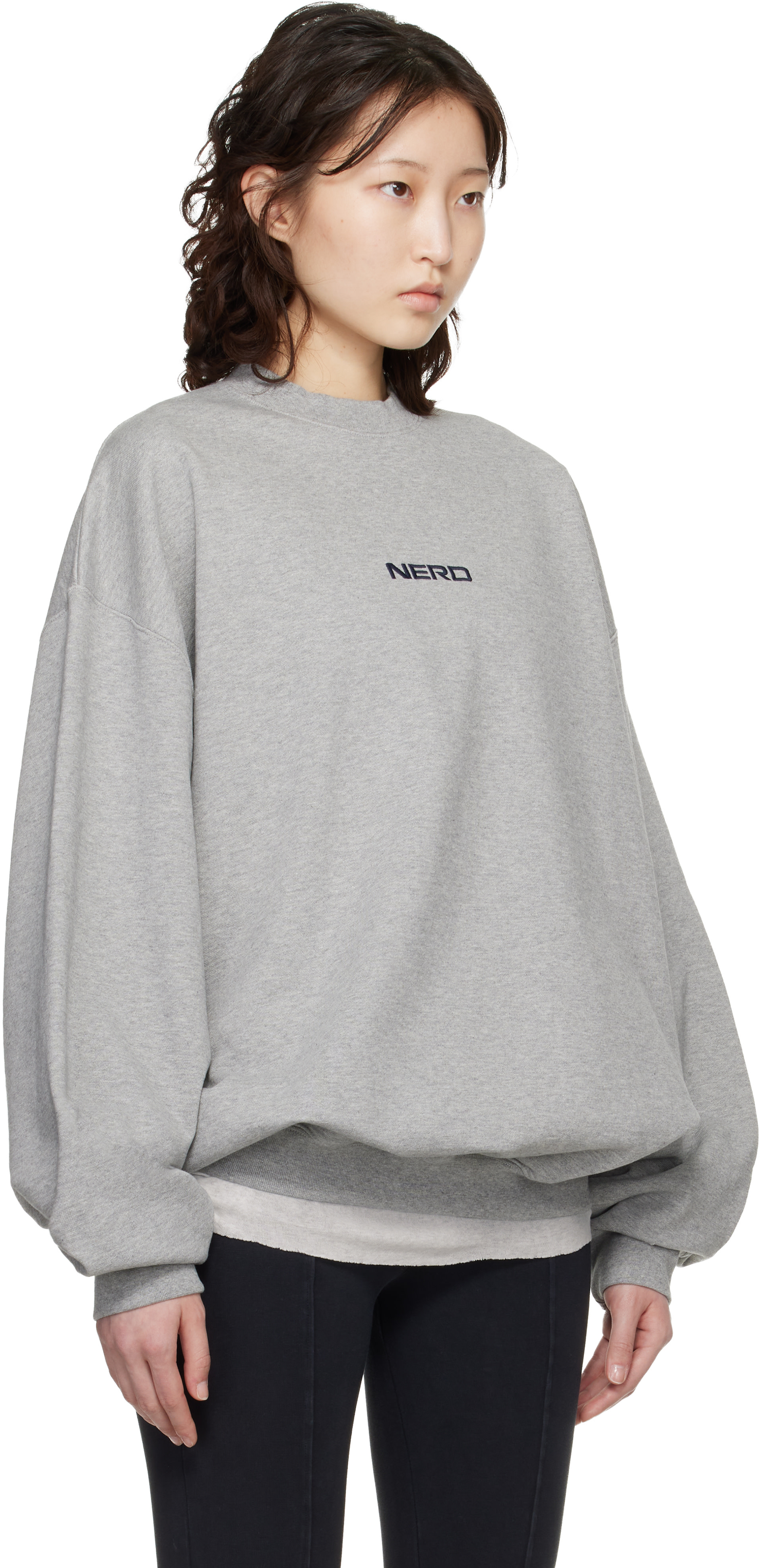 VETEMENTS - Pull molletonné 'NERD' gris