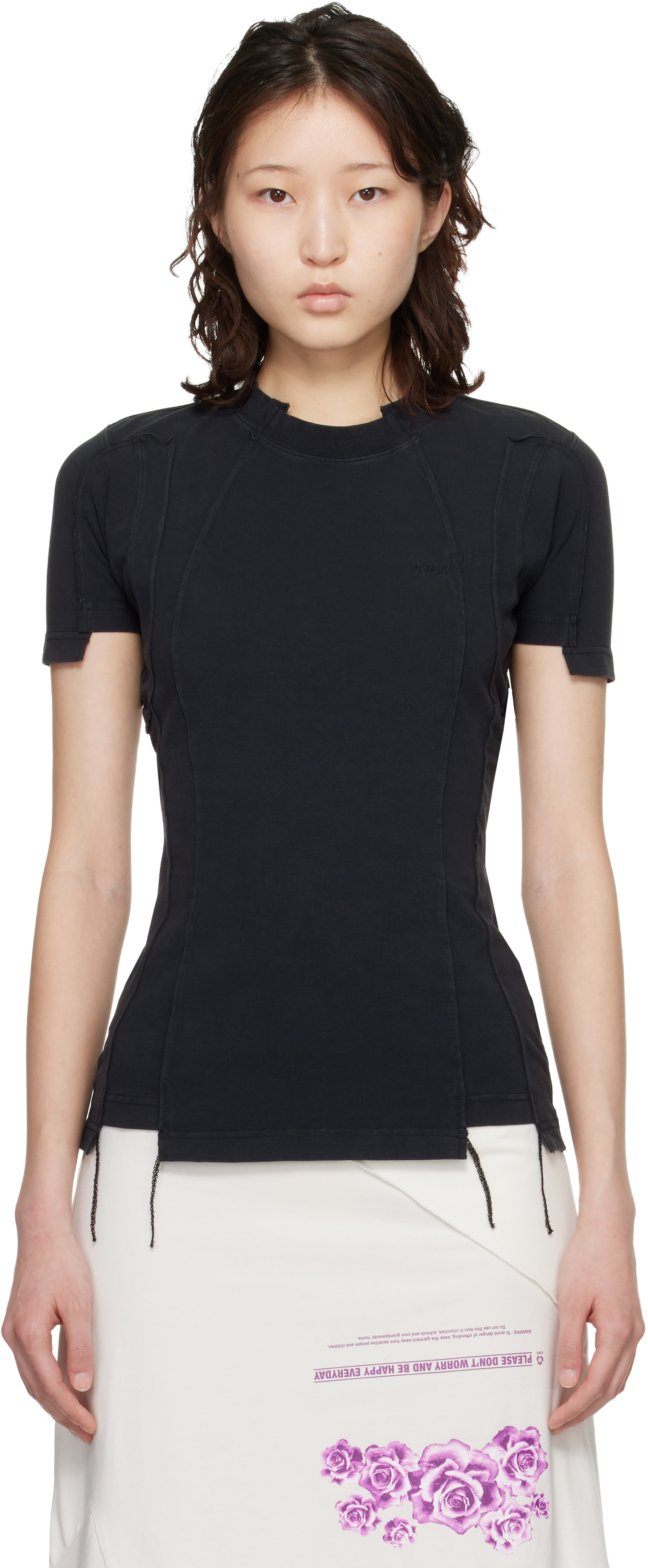 VETEMENTS: Black Cut-Up Baby T-shirt | SSENSE Taiwan