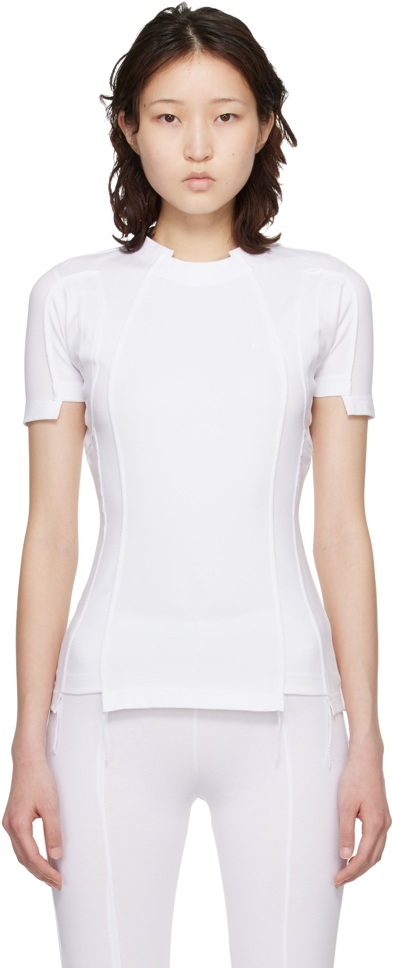 VETEMENTS - Micro t-shirt blanc à bords bruts