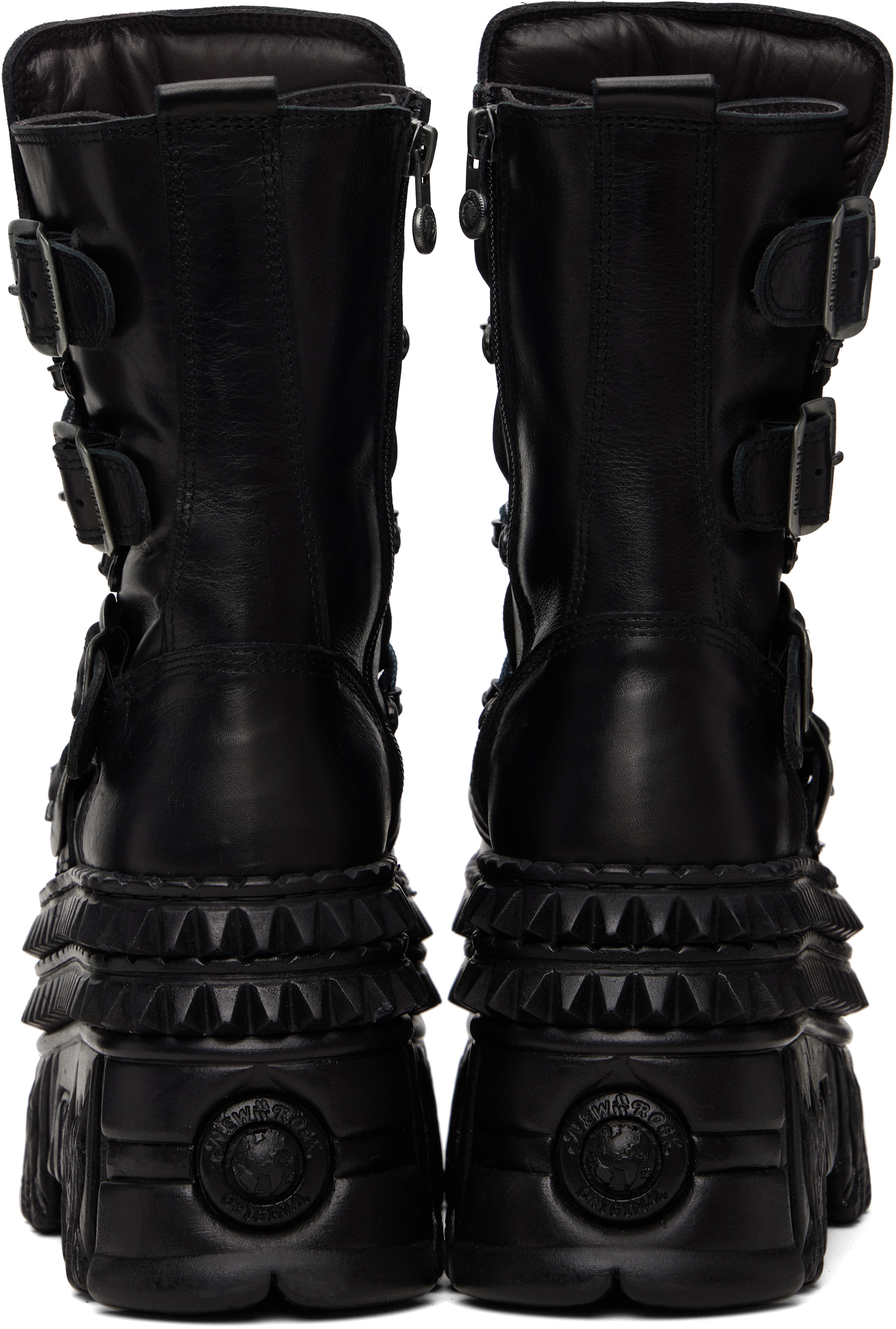 VETEMENTS: Black New Rock Edition Lace Up Boots | SSENSE Canada