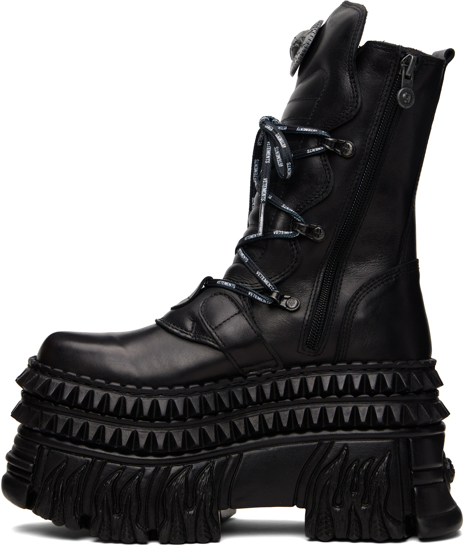 小物 VETEMENTS VETEMENTS: Black New Rock Edition Lace Up Boots | SSENSE Spain