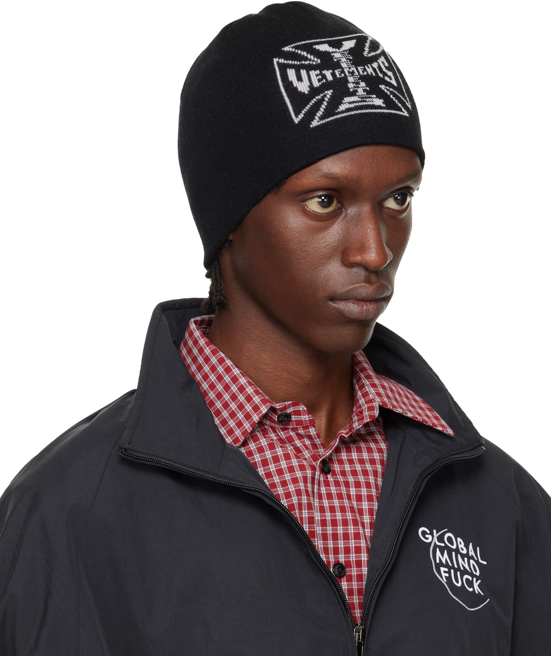 VETEMENTS: ブラック Biker Cross Logo ビーニー | SSENSE 日本