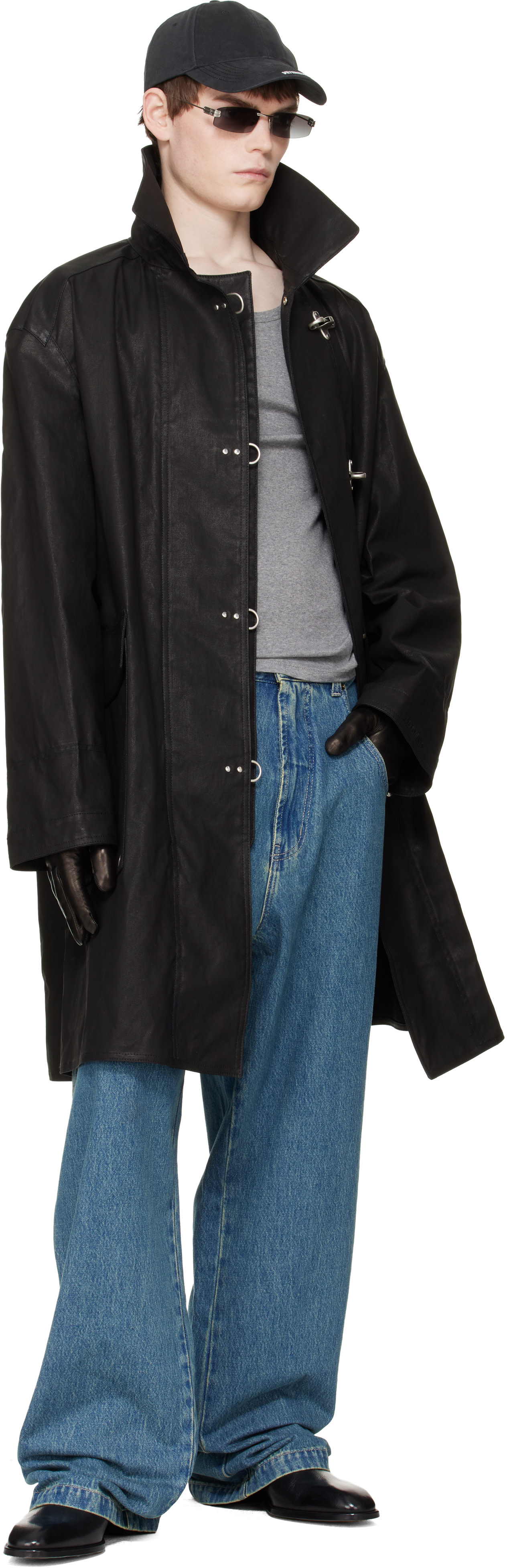 VETEMENTS - 블랙 파이어맨 후크 코트