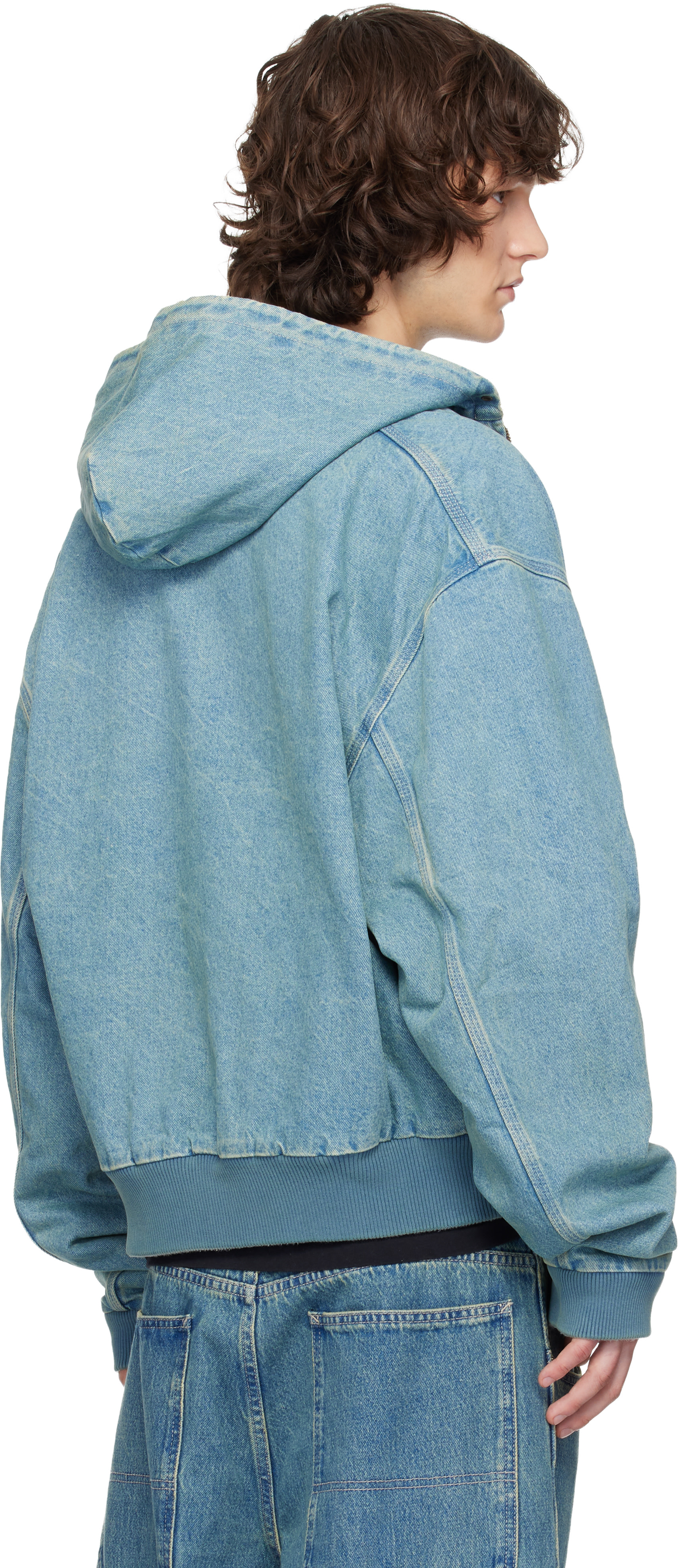 VETEMENTS - 블루 후드 워크웨어 데님 재킷