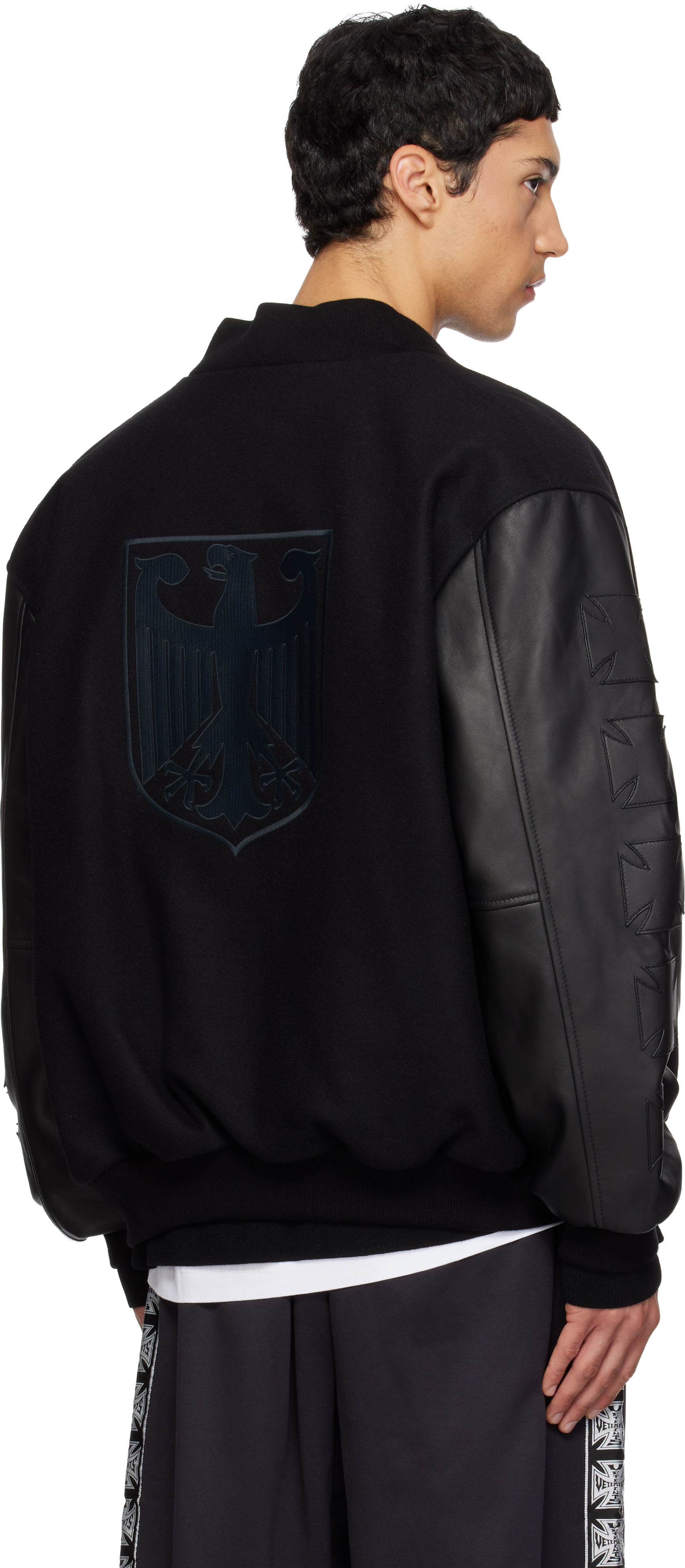 VETEMENTS: ブラック Biker Cross Embroidered バーシティ ボンバー
