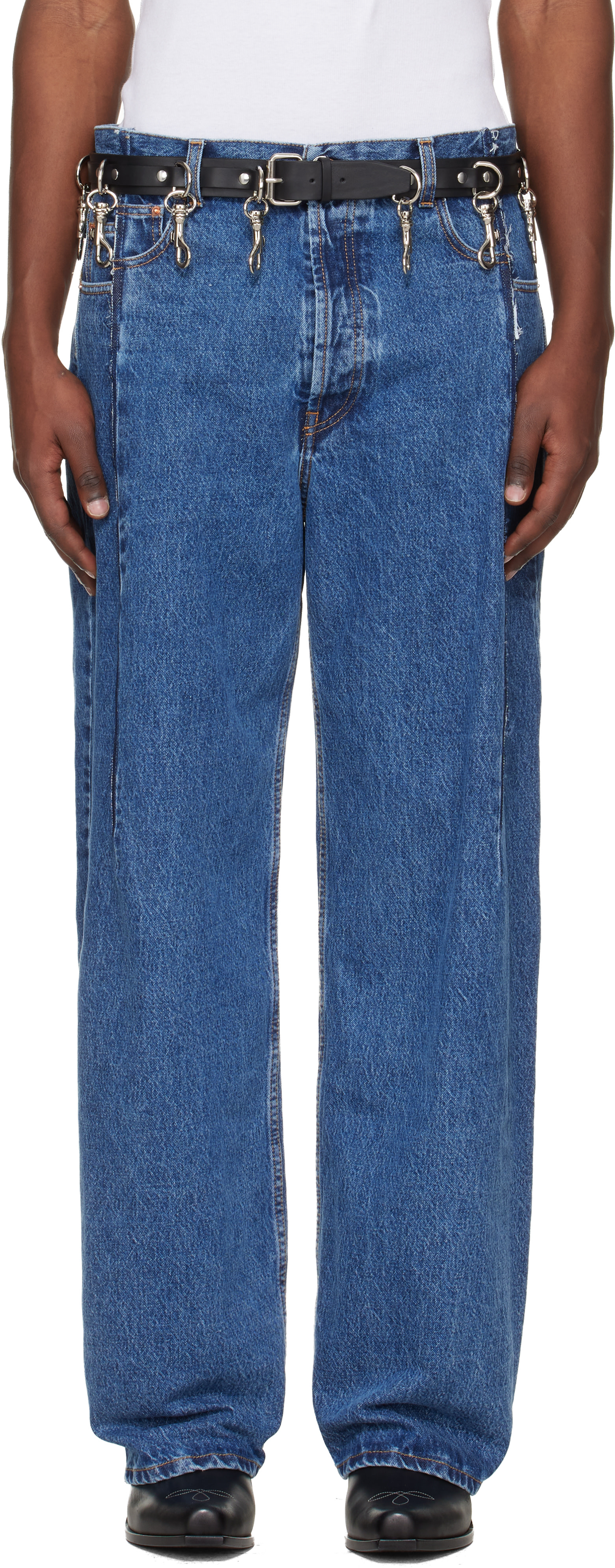 VETEMENTS - Jean bleu à pinces