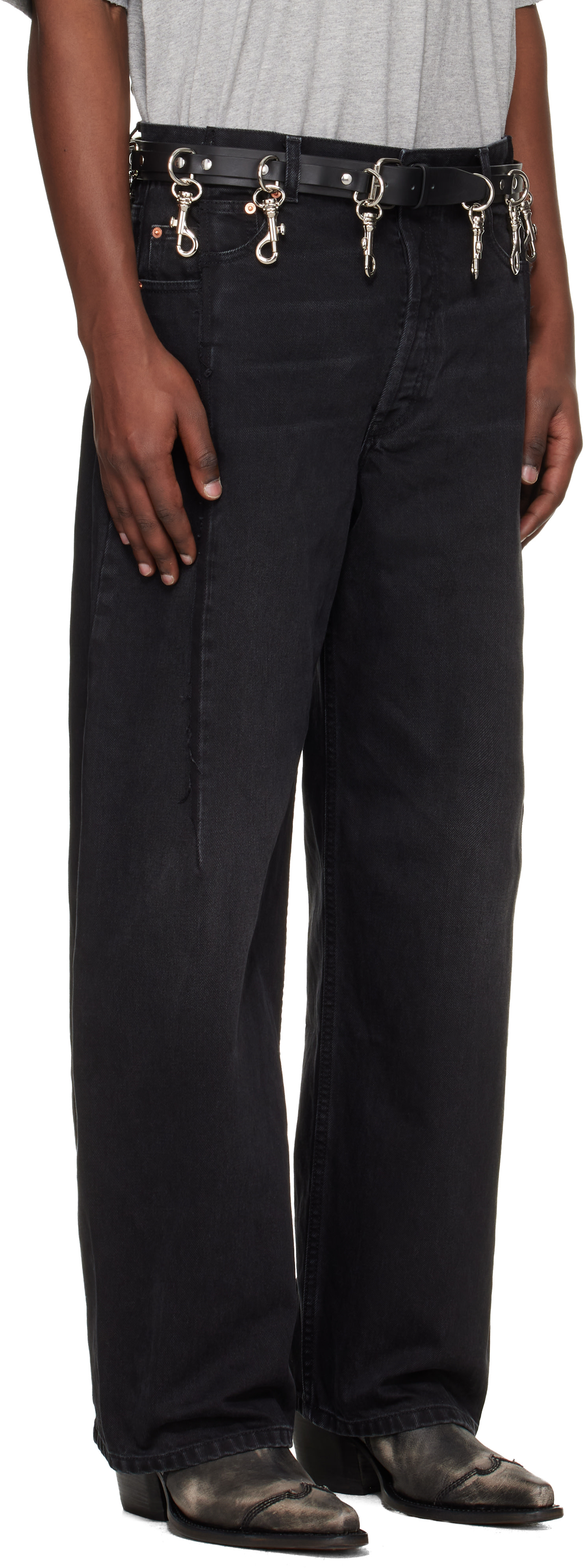 VETEMENTS - 블랙 컷 데님 진
