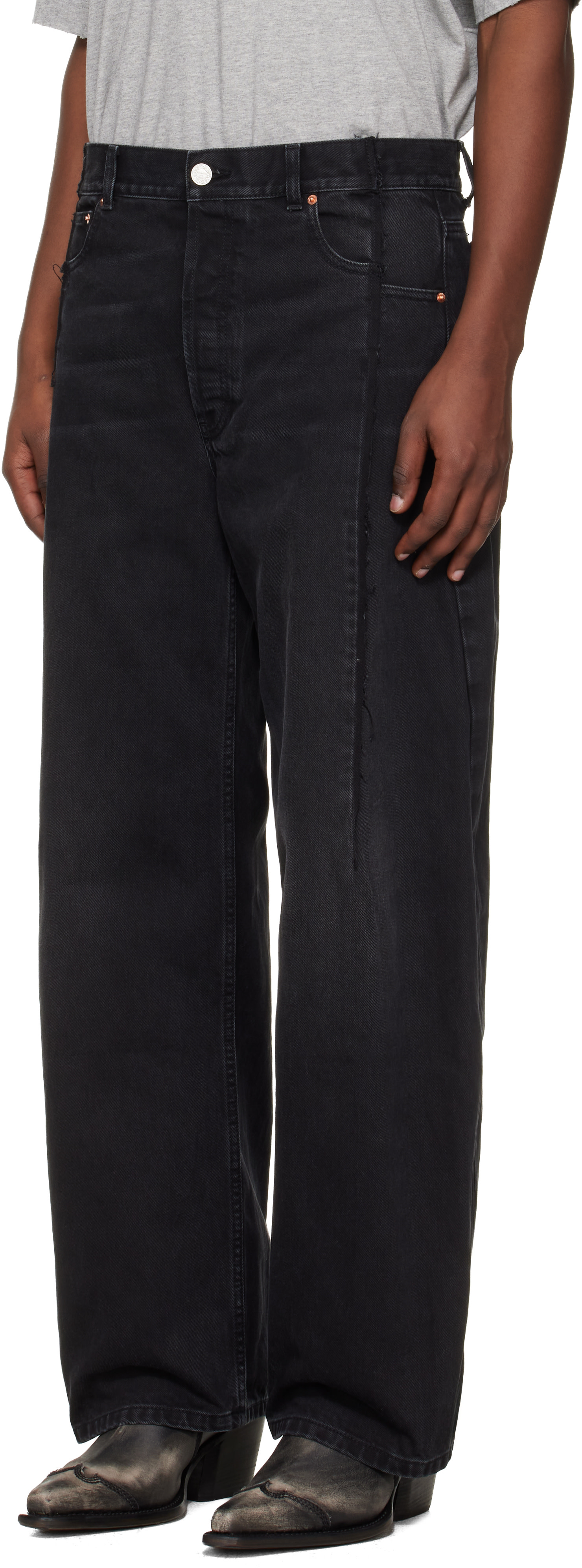 VETEMENTS - 블랙 컷 데님 진