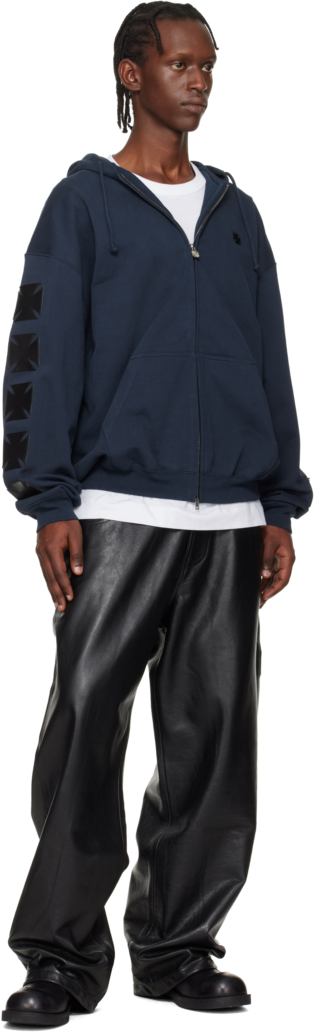 VETEMENTS: Black Hip-Hop Leather Pants | SSENSE