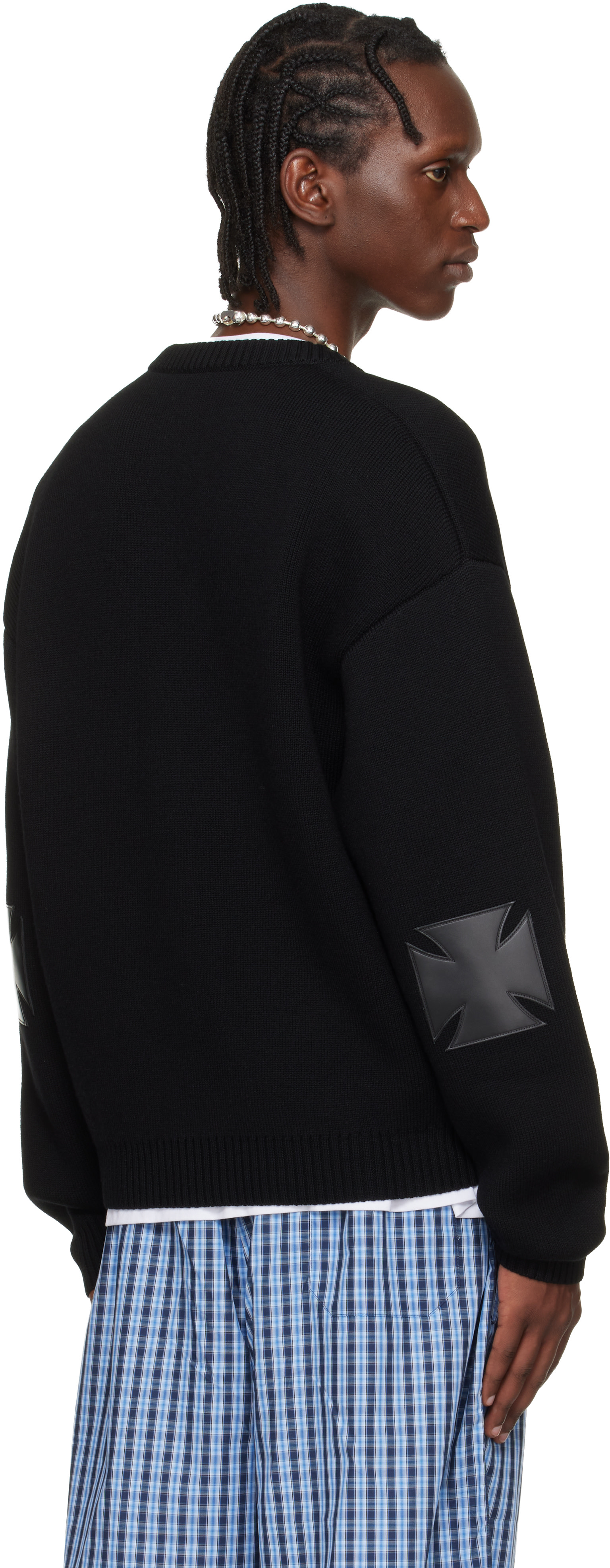 VETEMENTS: ブラック Leather Crosses カーディガン | SSENSE 日本