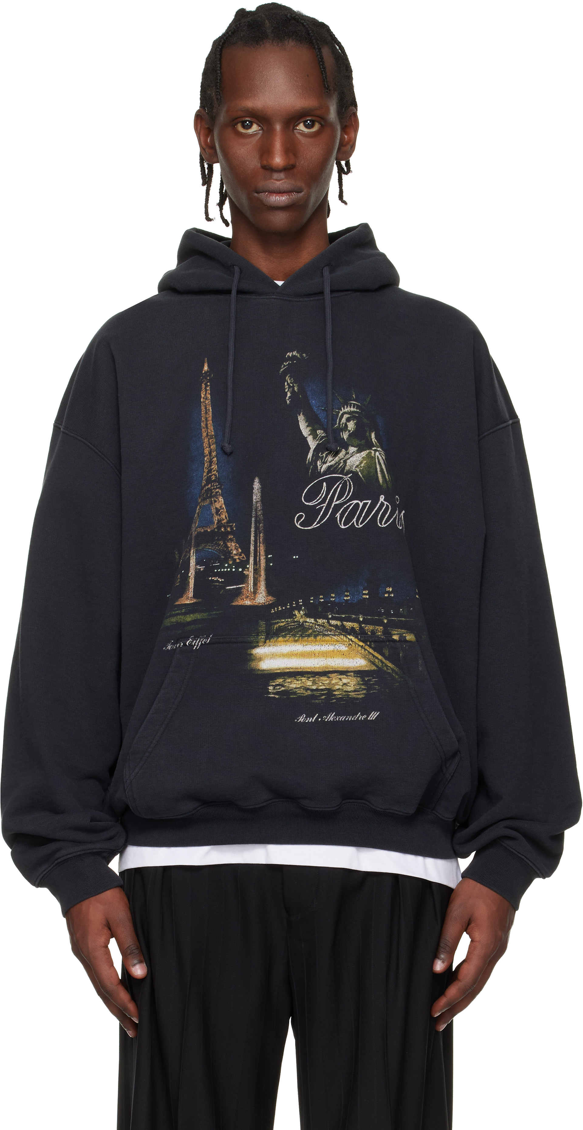 VETEMENTS - Pull à capuche 'Paris' Tourist noir