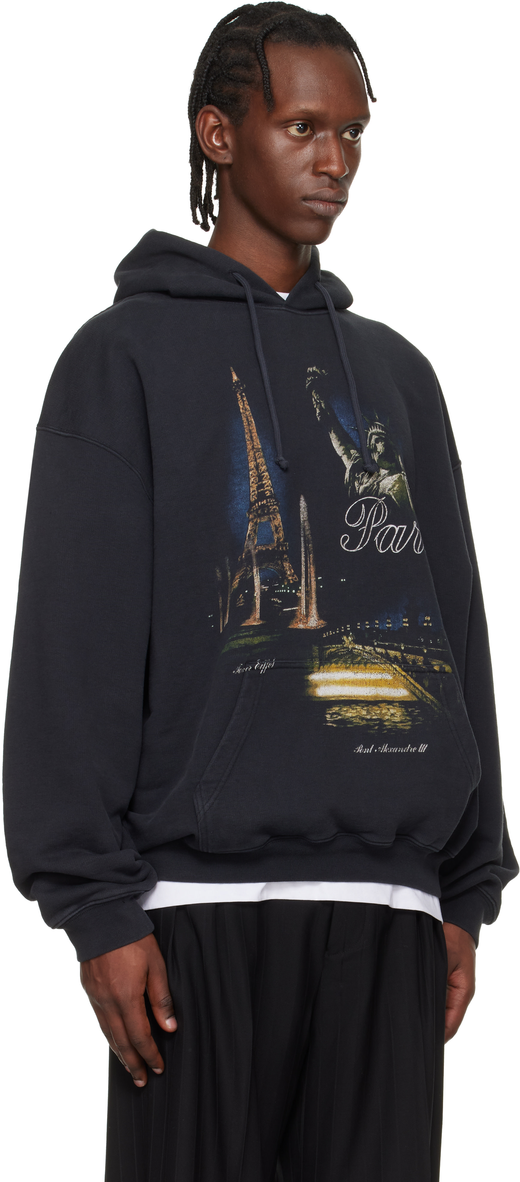 VETEMENTS - Pull à capuche 'Paris' Tourist noir