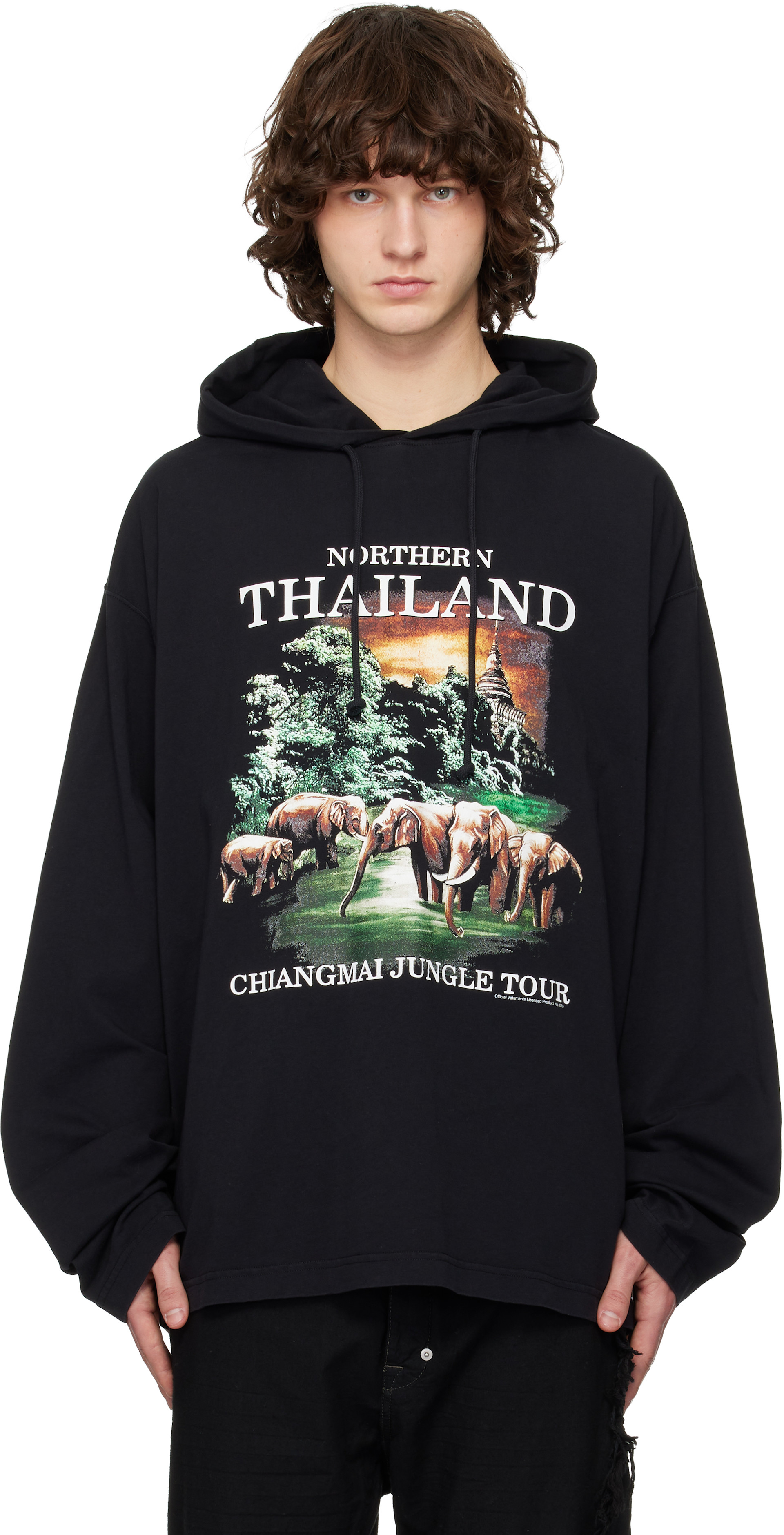 Trai venti 20471120 プリント 原宿 サイズM ブラック VETEMENTS: ブラック 'Thailand' Tourist ライト フーディ | SSENSE 日本