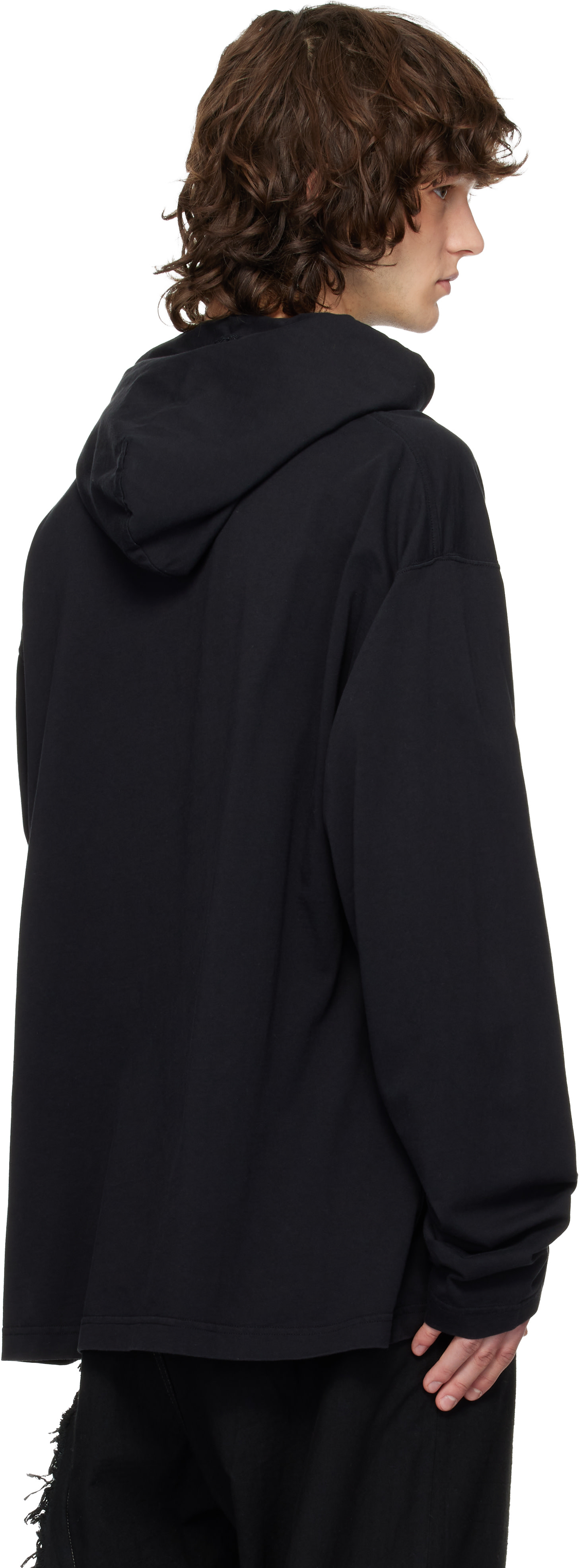 VETEMENTS: Black 'Thailand' Tourist Light Hoodie | SSENSE
