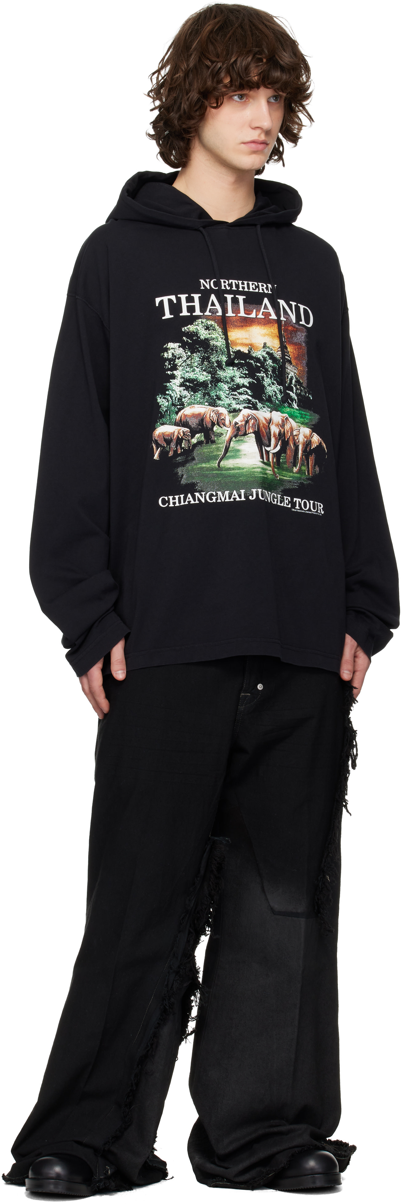 VETEMENTS AUTOMNE-HIVER 2019 ブラックパーカー Vetements Automne-Hiver Black Hoodie Good Condition Overfit Size