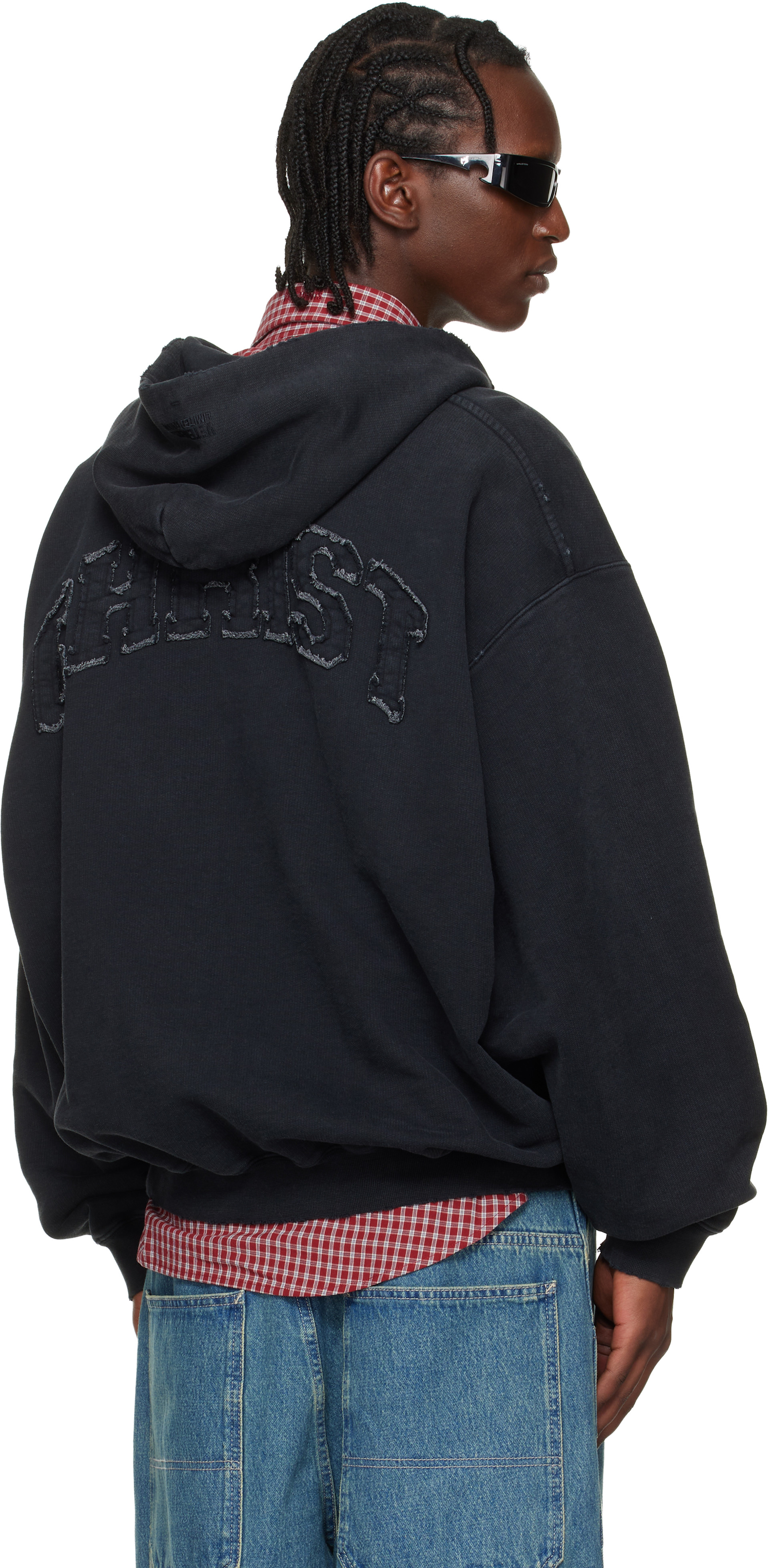 VETEMENTS: Black 'Jesus Christ' Zip-Up Hoodie | SSENSE Canada