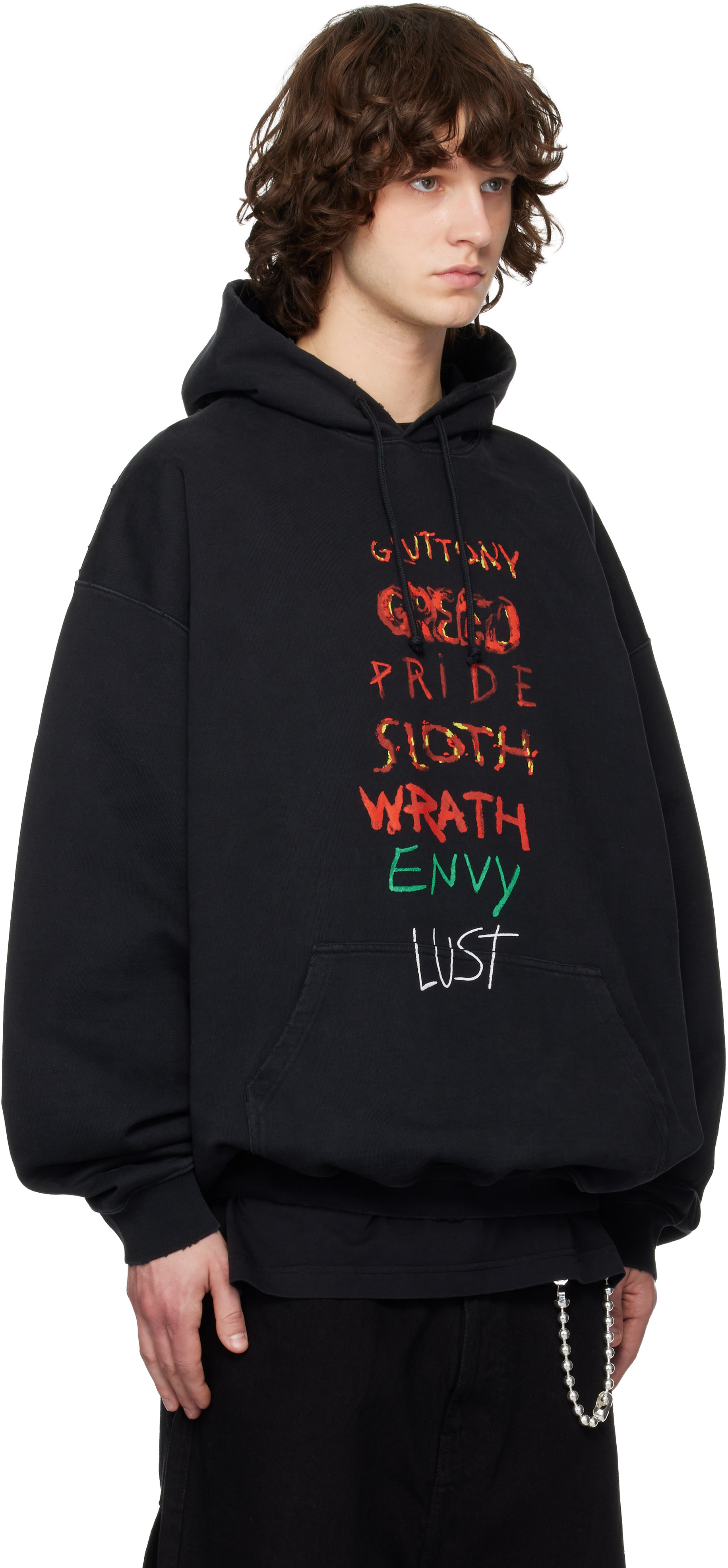 VETEMENTS - Pull à capuche 7 Sins noir