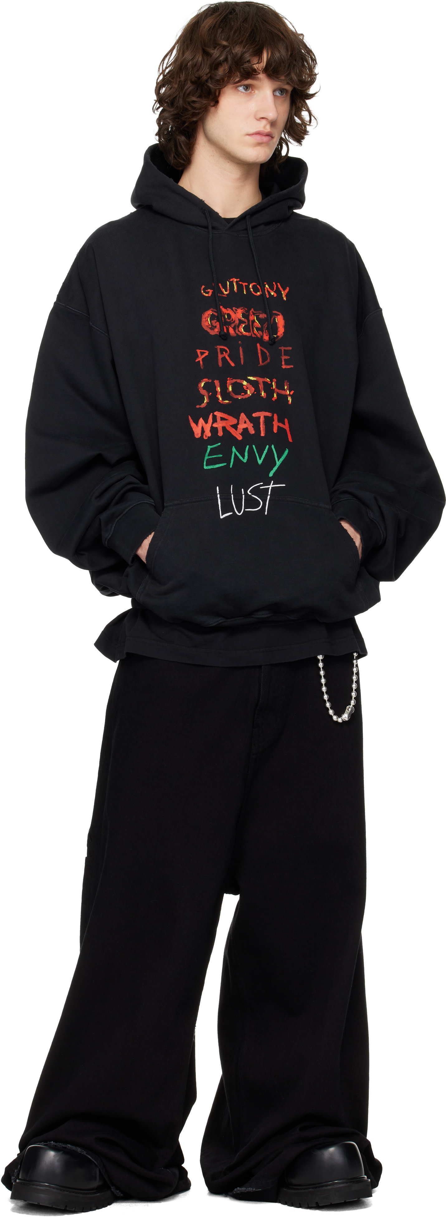 VETEMENTS - Pull à capuche 7 Sins noir