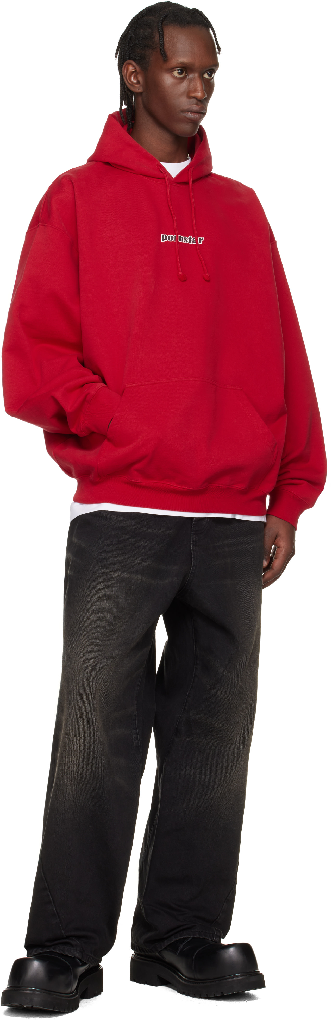 VETEMENTS: Red 'Pornstar' Hoodie | SSENSE