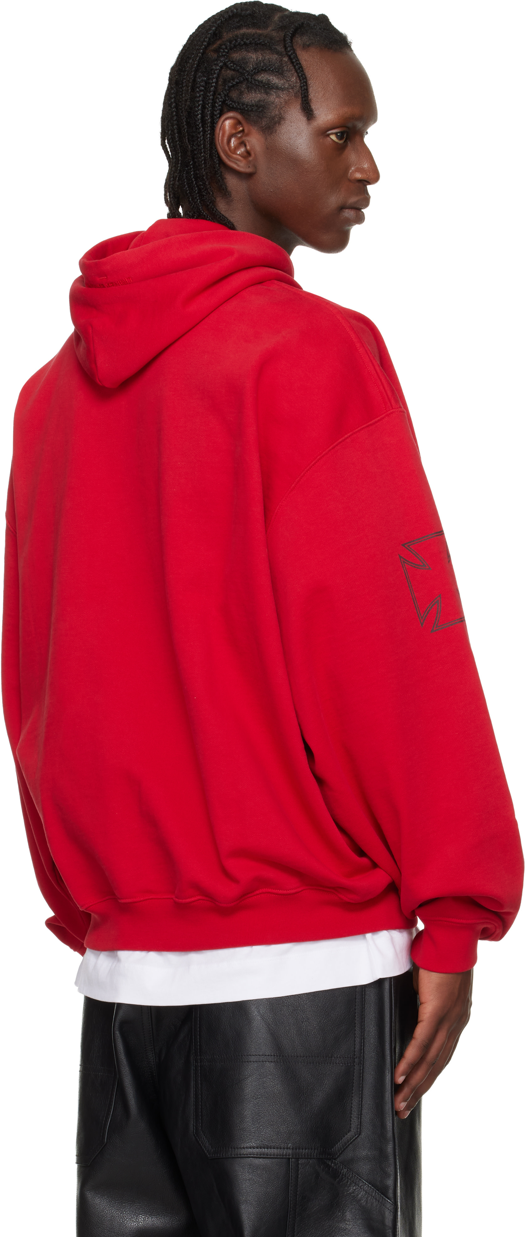 VETEMENTS - Pull à capuche rouge à croix