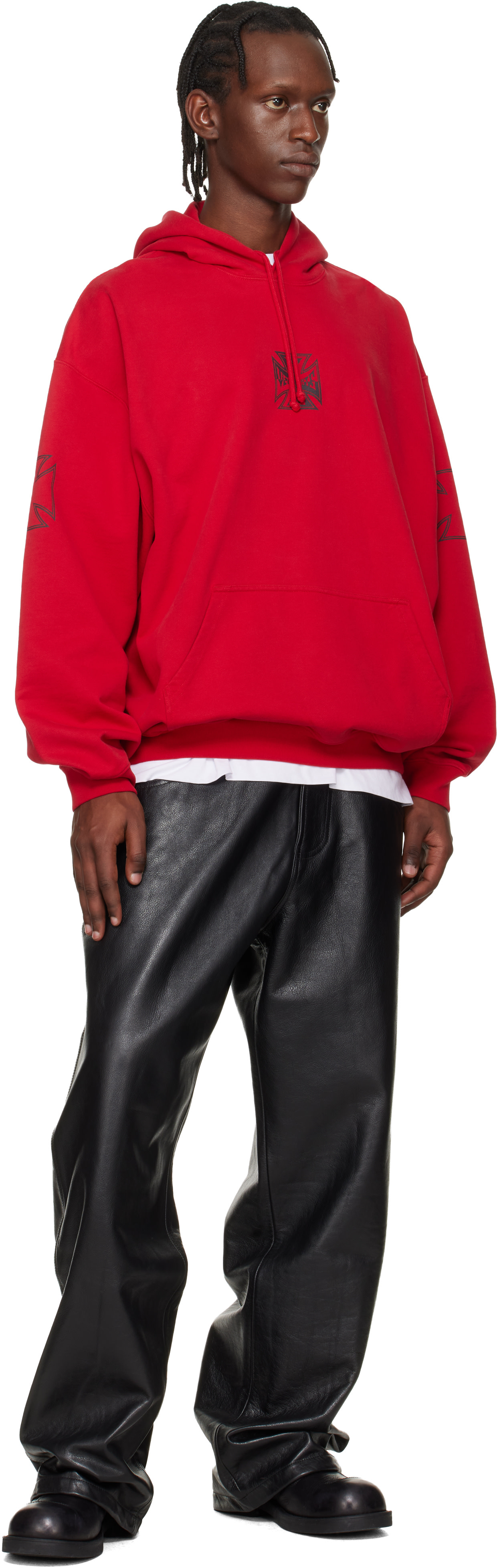 VETEMENTS - Pull à capuche rouge à croix