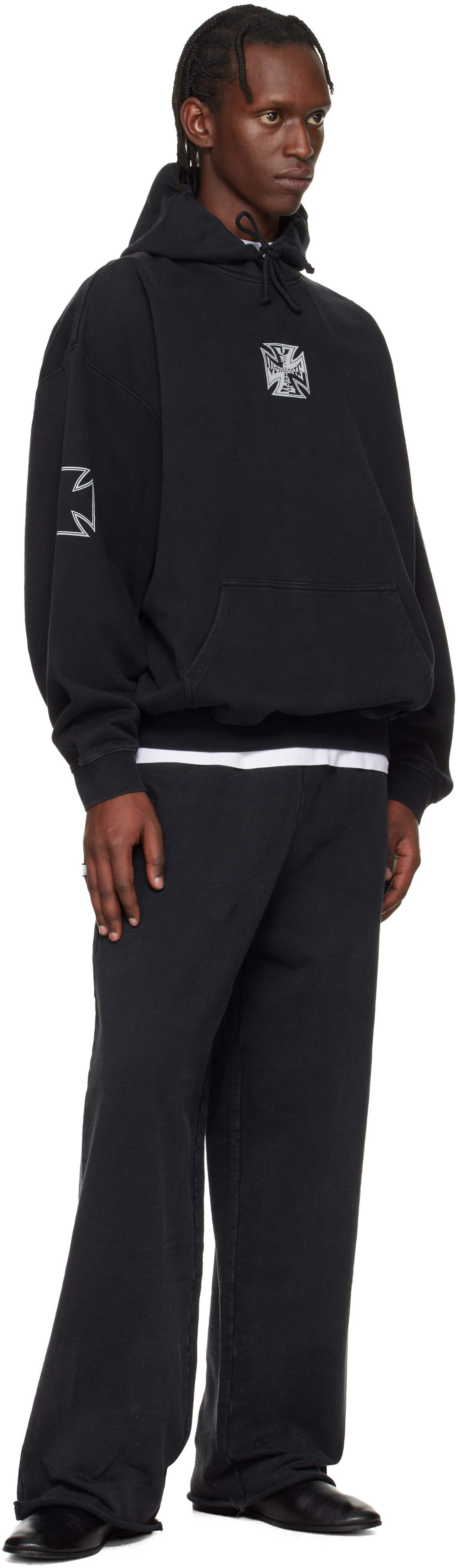 VETEMENTS - Pull à capuche noir à croix