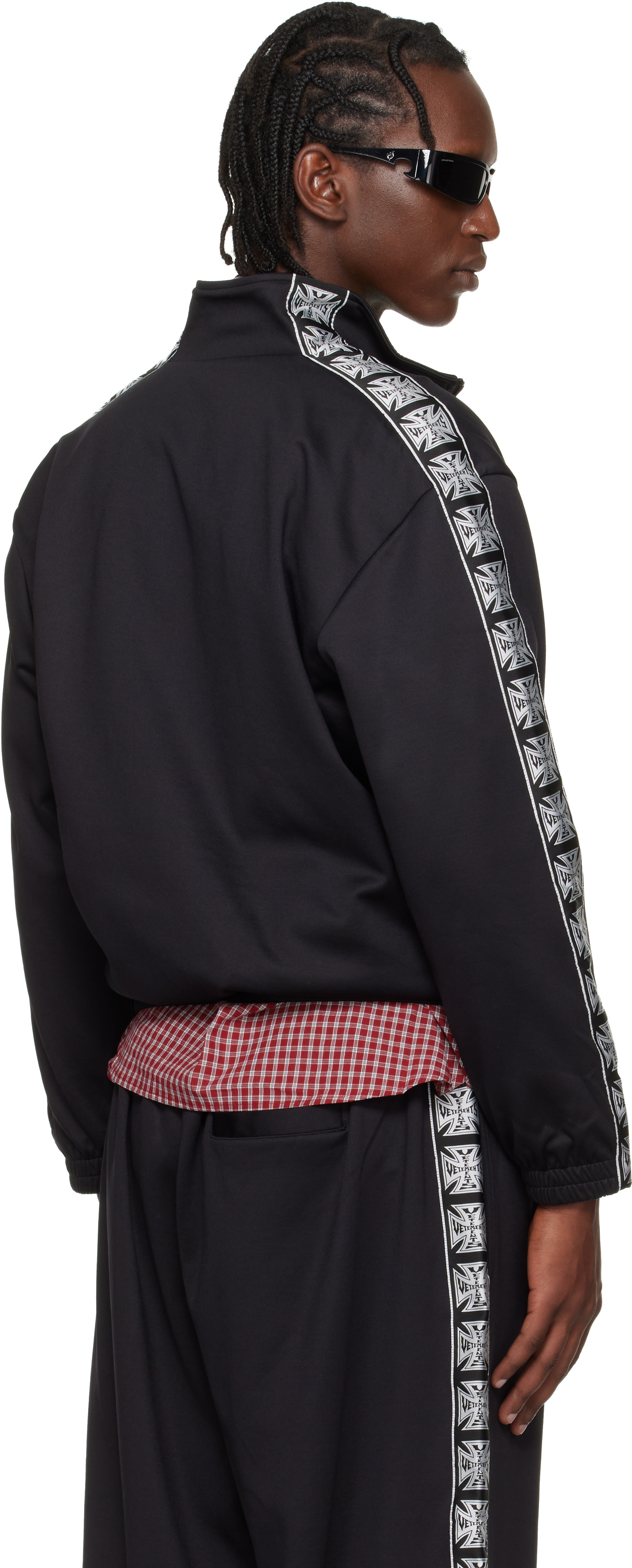 VETEMENTS: ブラック Biker Cross Tape ジップアップ トラック