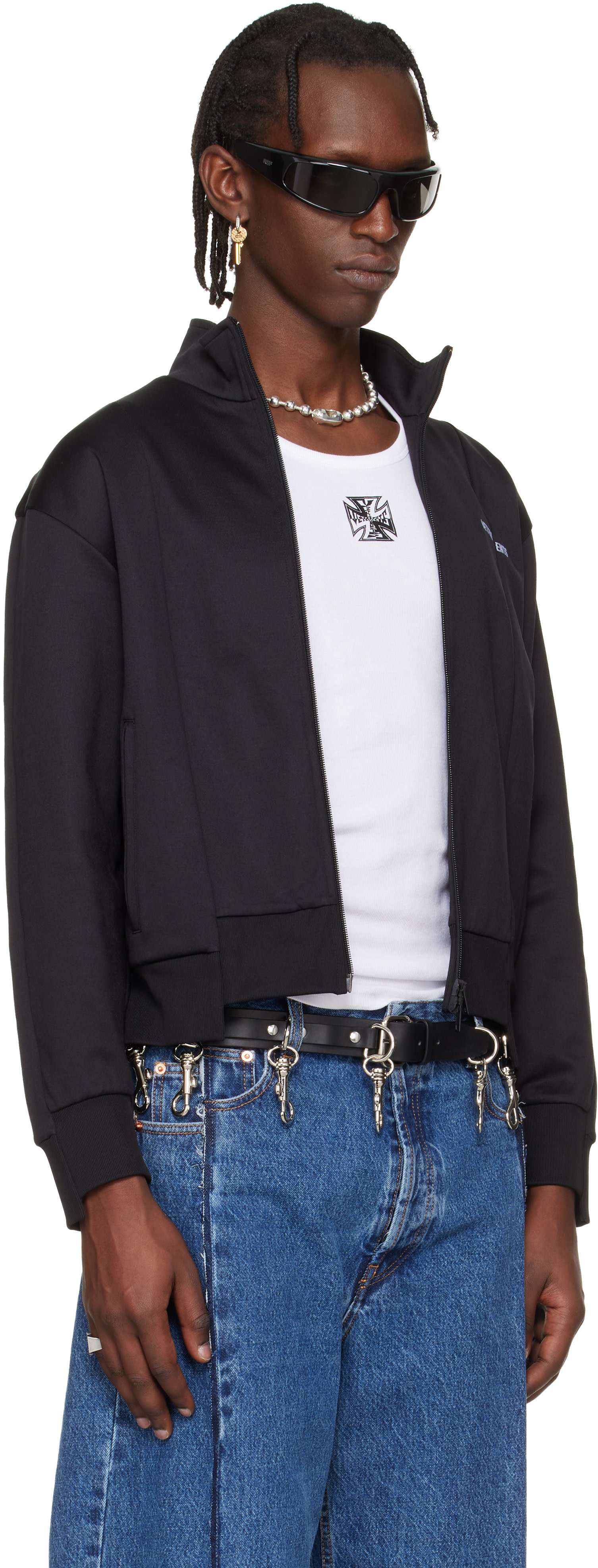 VETEMENTS - Black Cut-Up Athletic Zip-Up Track Jacket