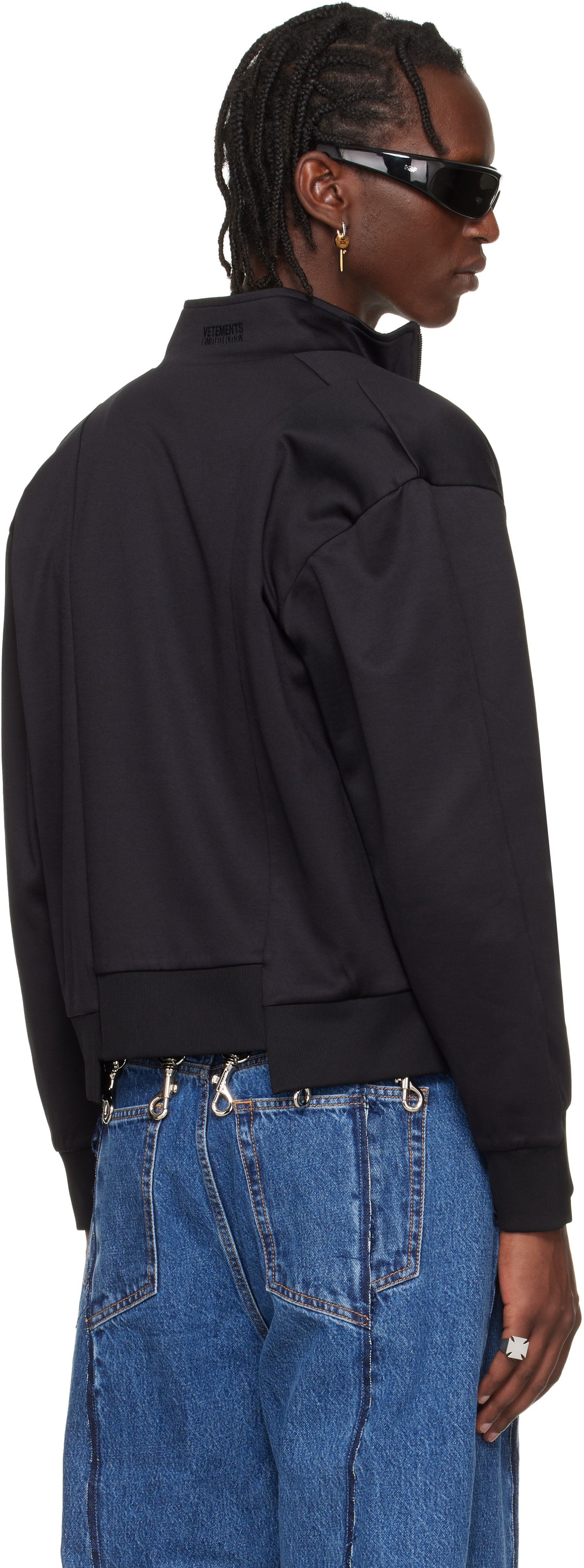 VETEMENTS - Black Cut-Up Athletic Zip-Up Track Jacket