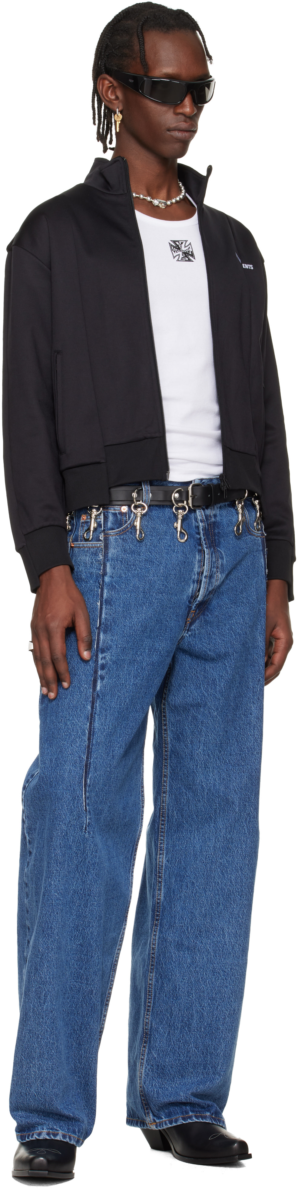 VETEMENTS - Black Cut-Up Athletic Zip-Up Track Jacket