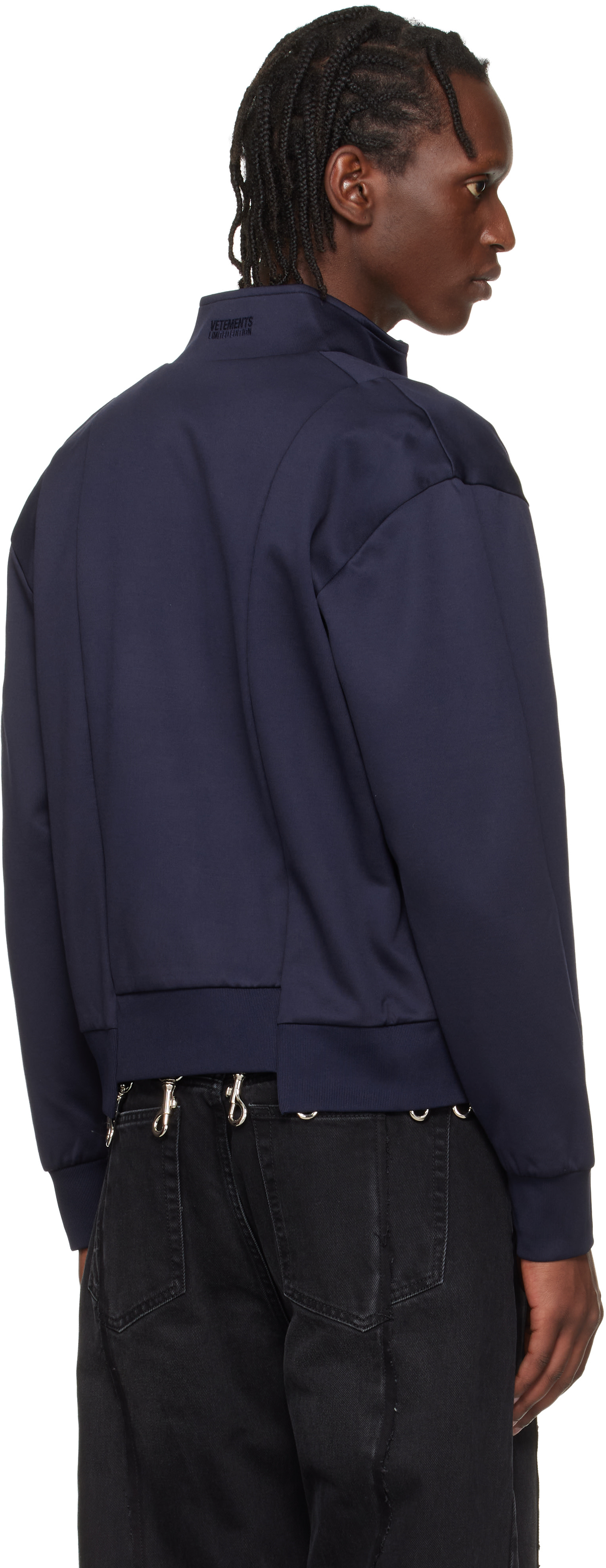 VETEMENTS - Navy Cut-Up Athletic Zip-Up Track Jacket