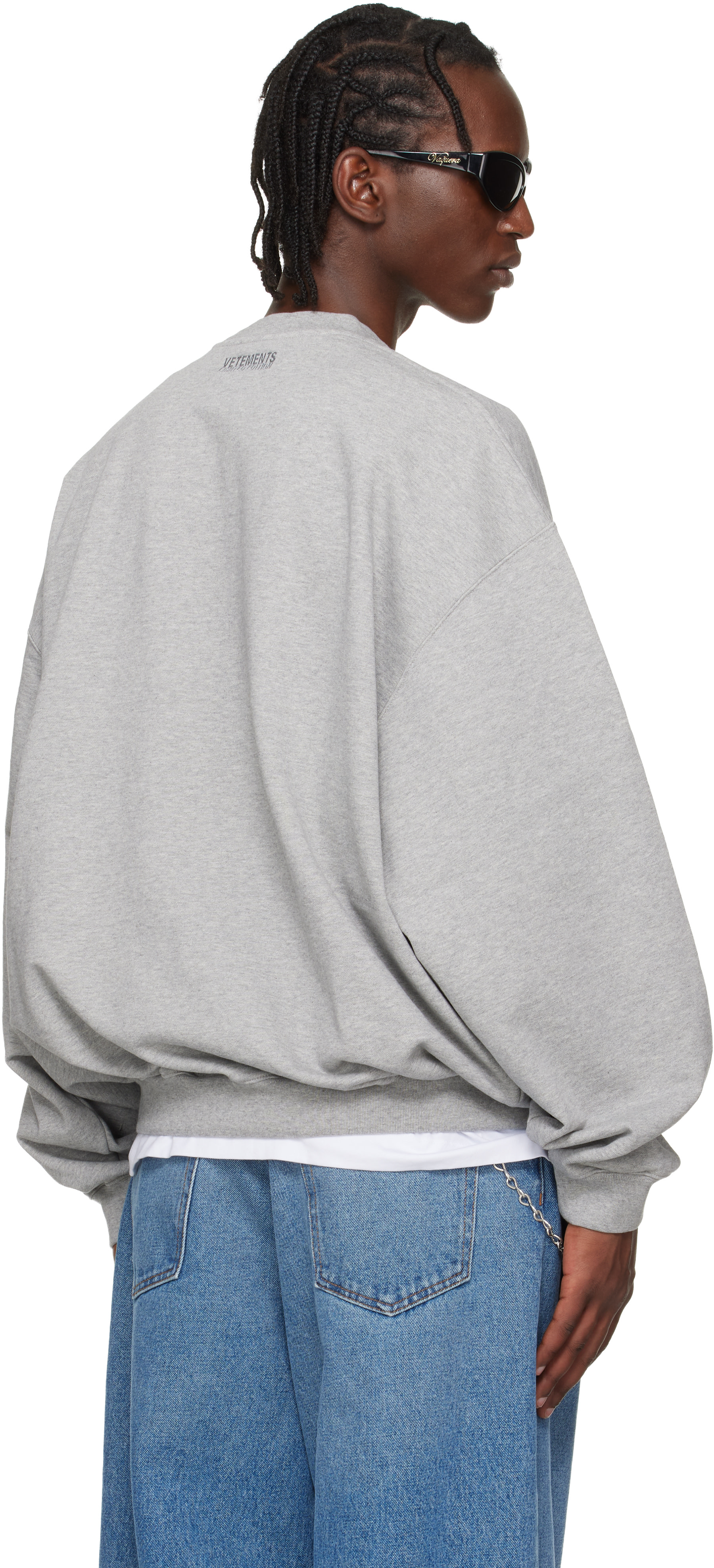 VETEMENTS - Pull molletonné 'NERD' gris