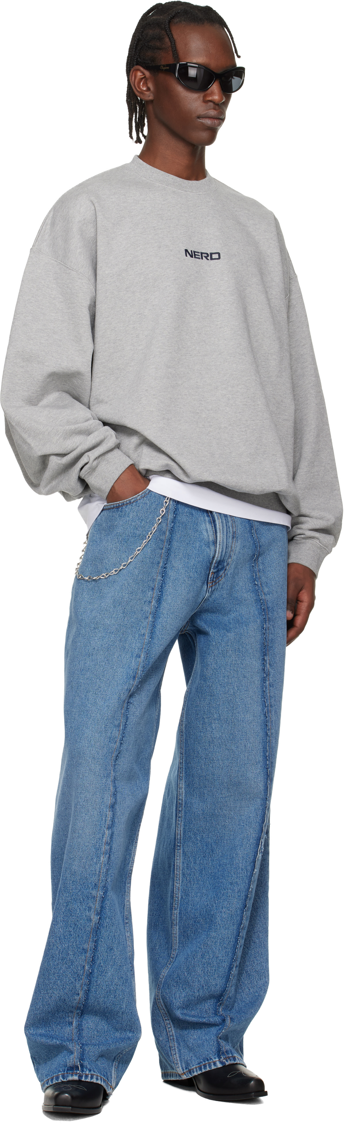 VETEMENTS - Pull molletonné 'NERD' gris