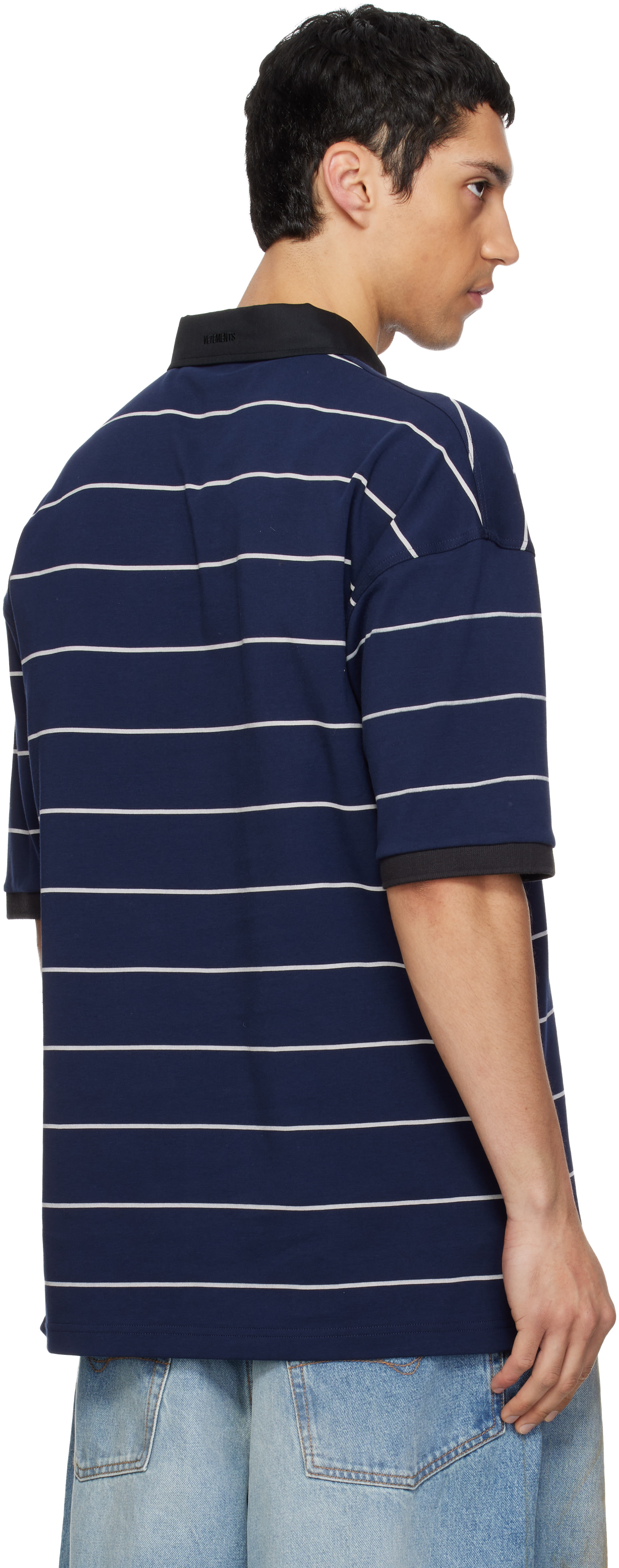 VETEMENTS: Navy 'Nerd' Football Polo | SSENSE