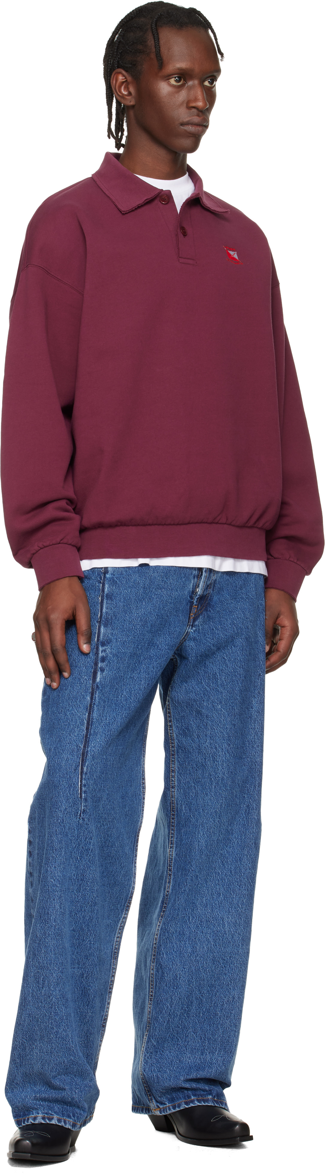 VETEMENTS - 레드 디스트레스 로고 폴로 셔츠