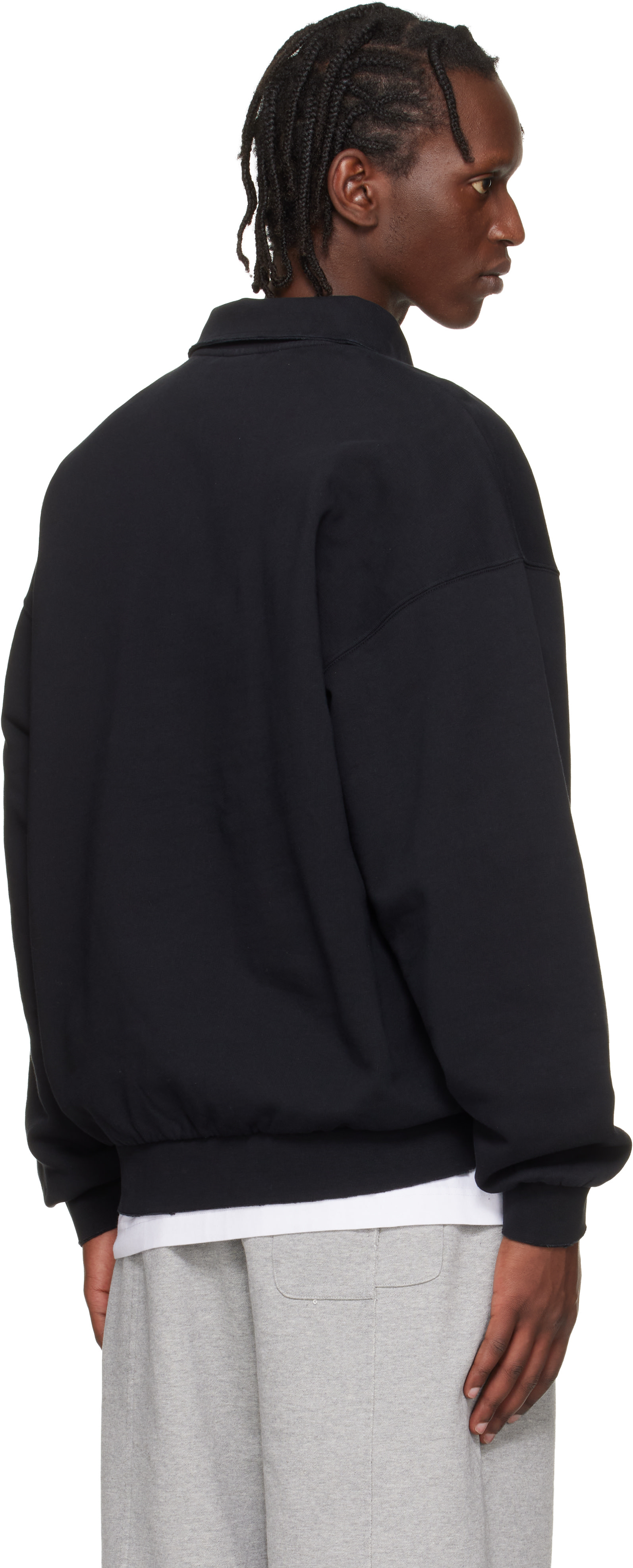 VETEMENTS - 블랙 디스트레스 로고 폴로 셔츠