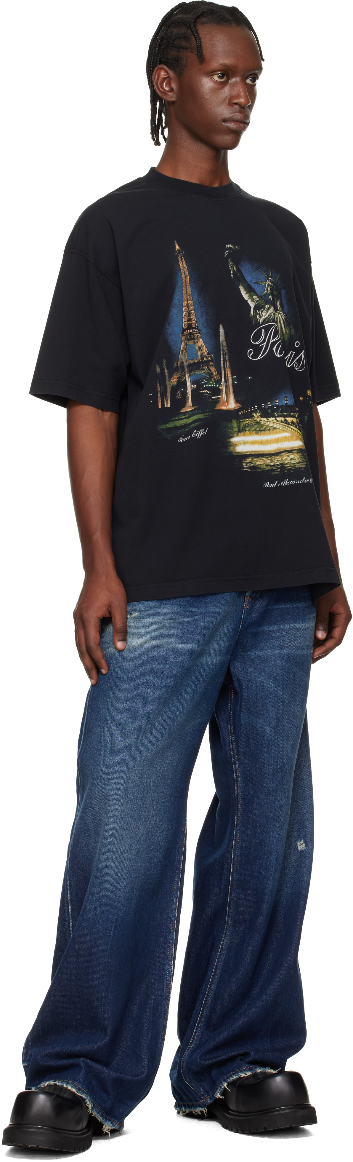 VETEMENTS: ブラック 'Paris' Tourist Tシャツ | SSENSE 日本