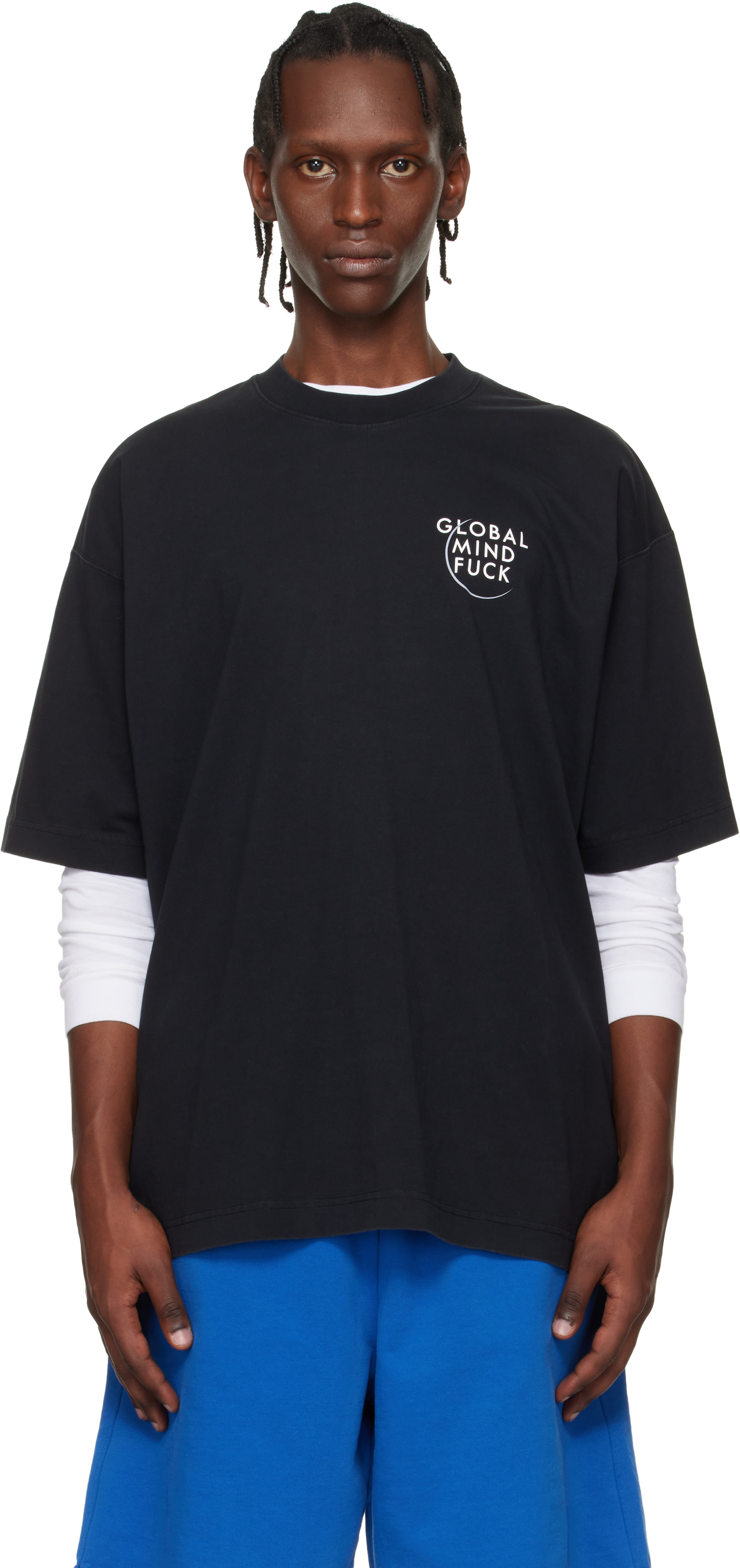 VETEMENTS - ブラック 'Global MF' Tシャツ