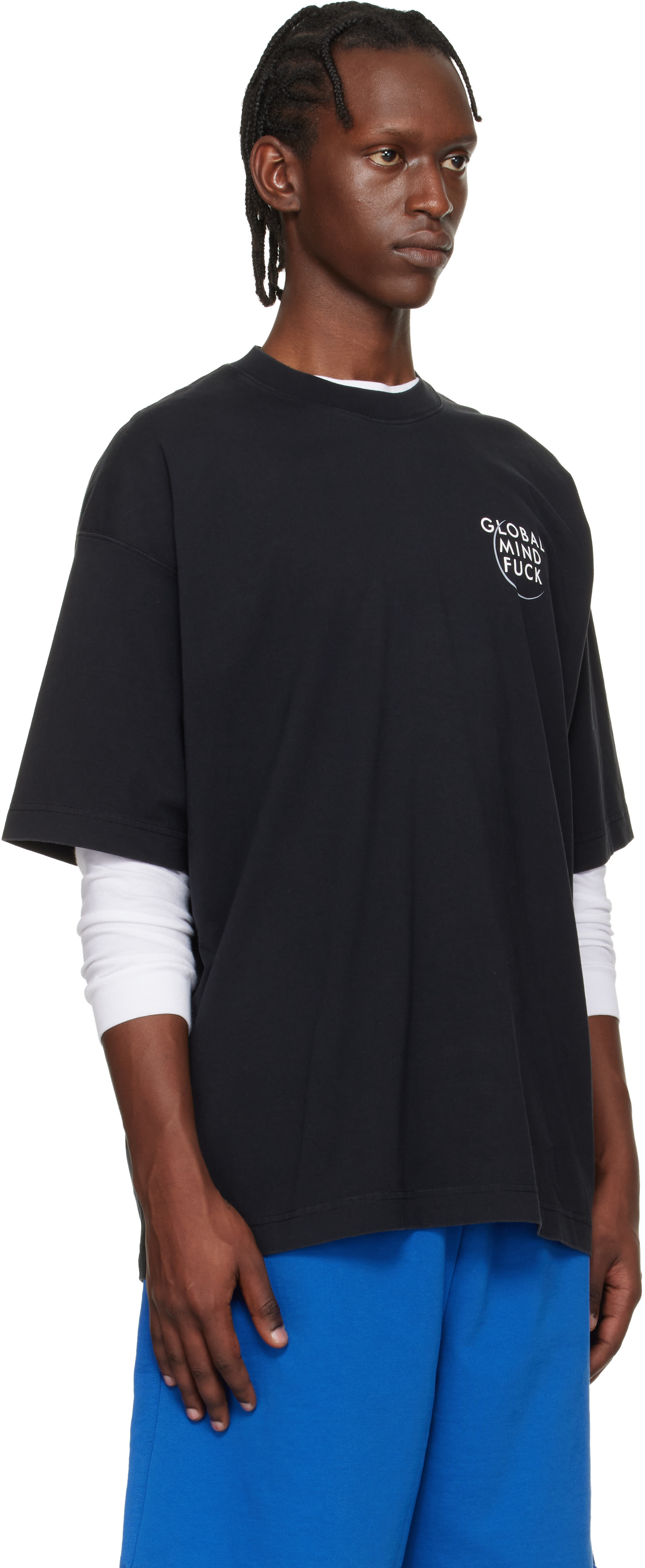 VETEMENTS - ブラック 'Global MF' Tシャツ
