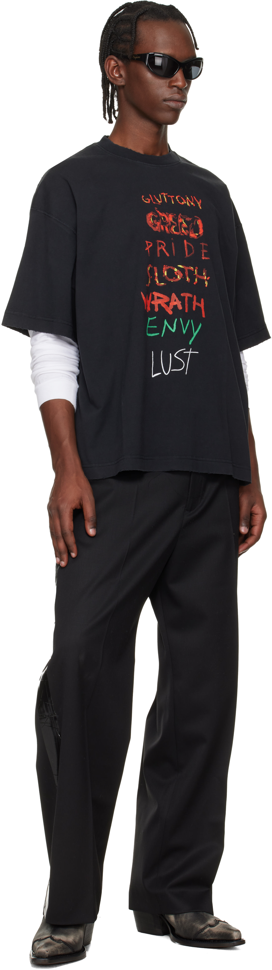 VETEMENTS: Black 7 Sins T-shirt | SSENSE