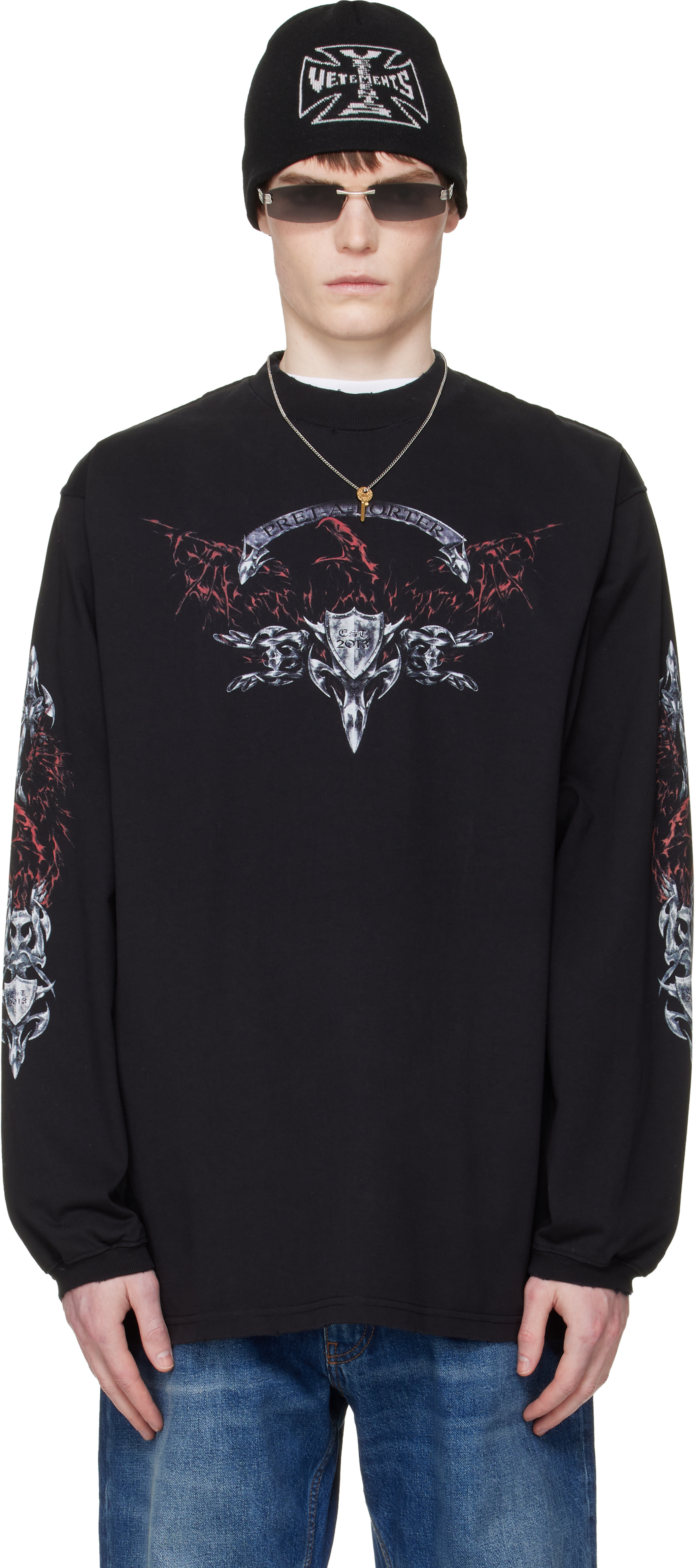 VETEMENTS: ブラック Metal 長袖Tシャツ | SSENSE 日本