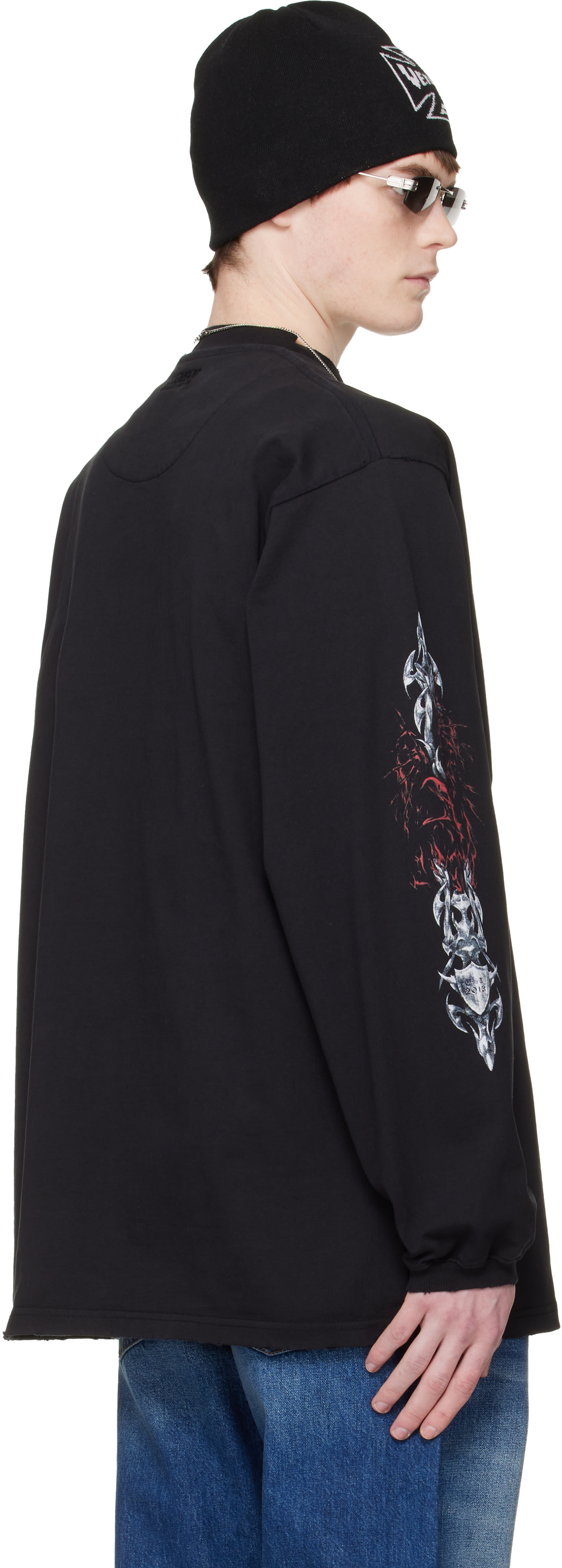 VETEMENTS: ブラック Metal 長袖Tシャツ | SSENSE 日本
