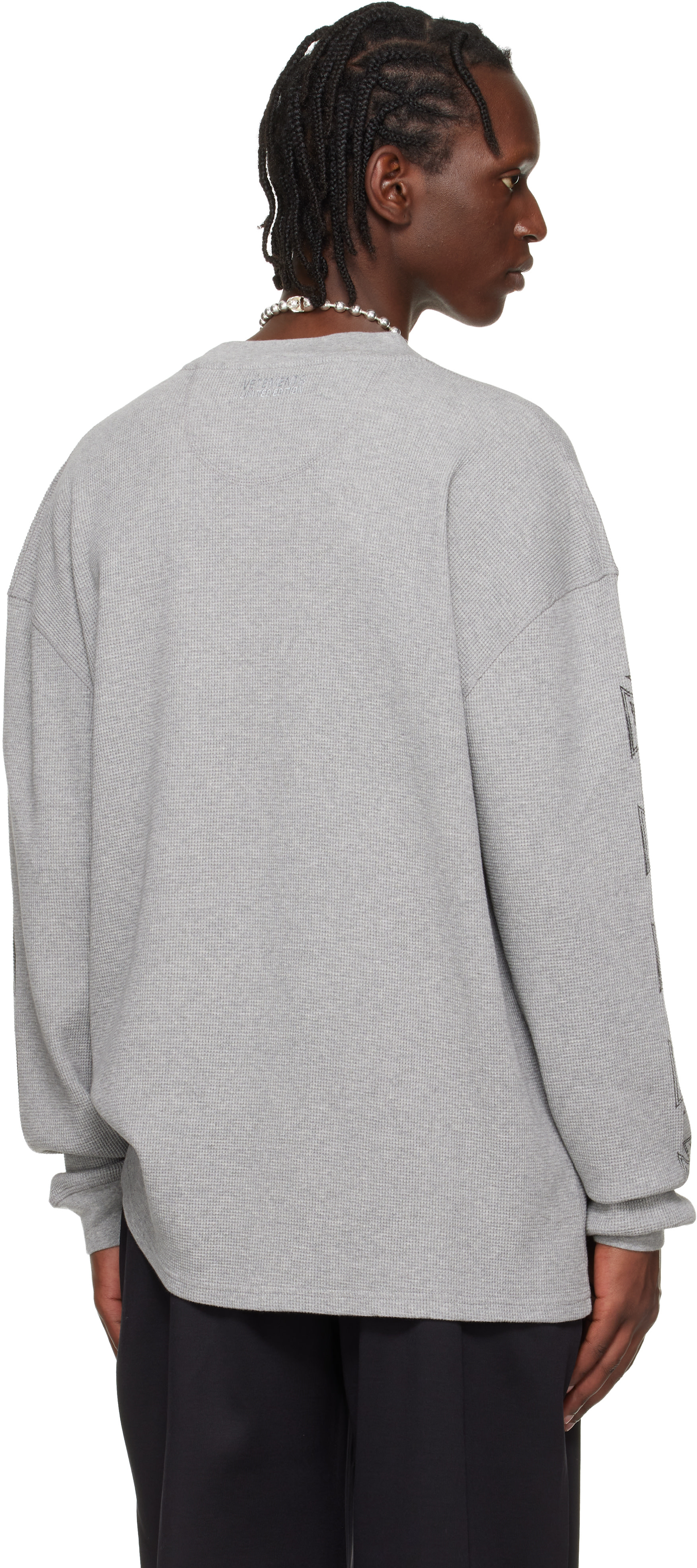VETEMENTS: Gray Biker Cross Waffle Longsleeve T-shirt | SSENSE Canada