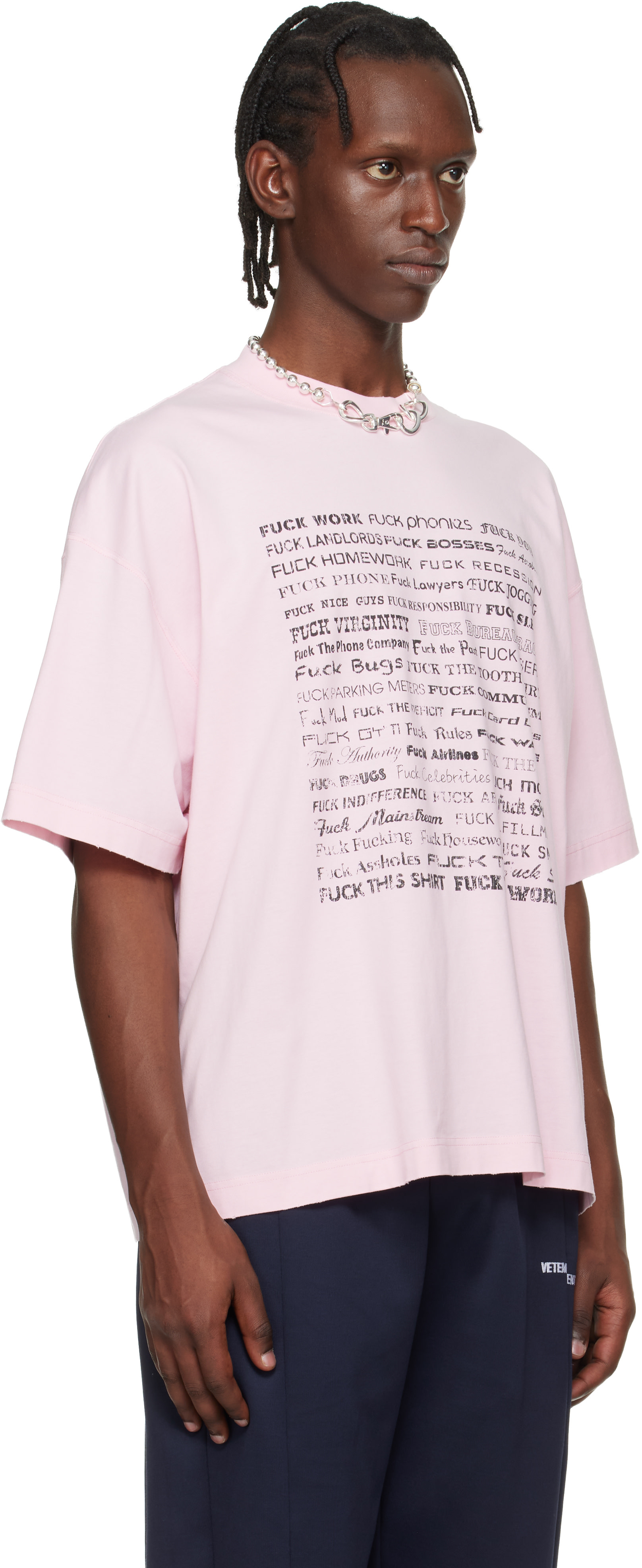 VETEMENTS: Pink Fuck Everything T-shirt | SSENSE