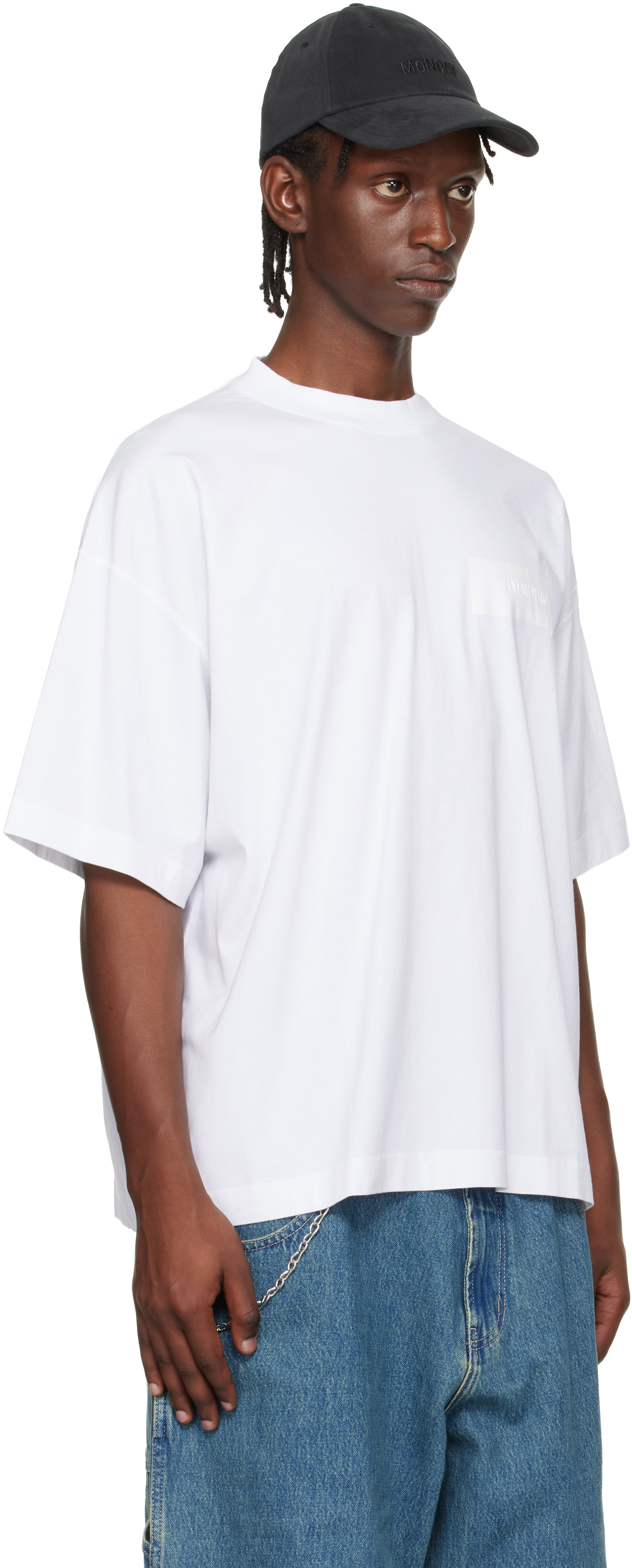 服/ファッション Vetements White 100% Pro Standard Tee VETEMENTS: White Taped Logo T-shirt | SSENSE