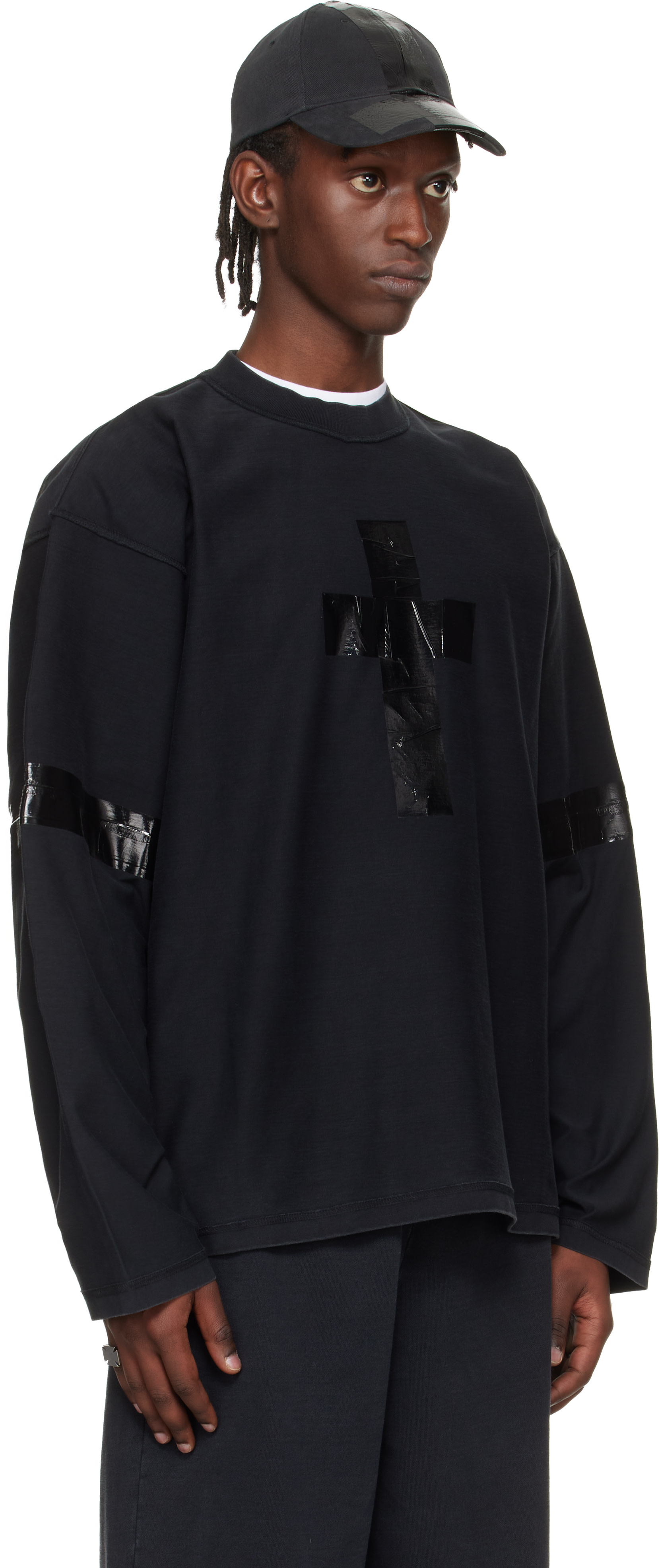 VETEMENTS: Black Taped Longsleeve T-shirt | SSENSE