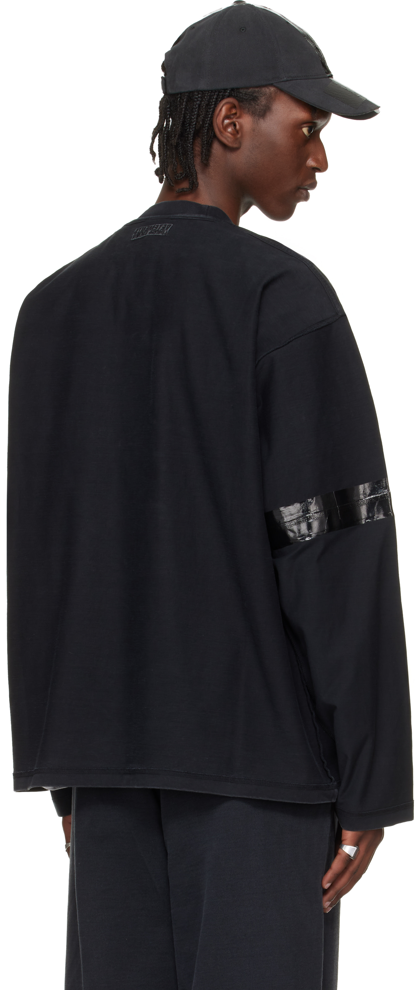 VETEMENTS: Black Taped Longsleeve T-shirt | SSENSE