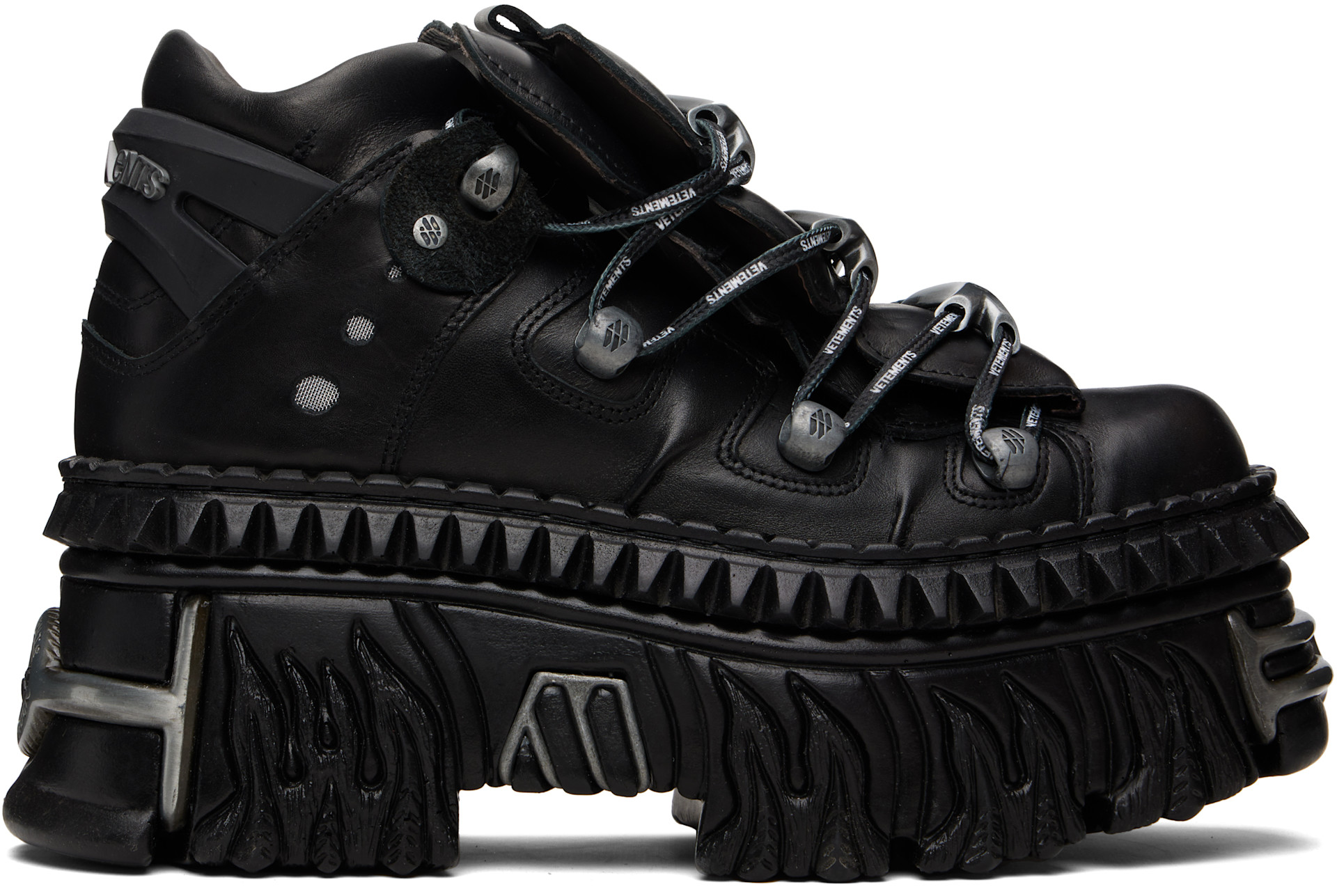 VETEMENTS - Black New Rock Edition Fire Platform Sneakers