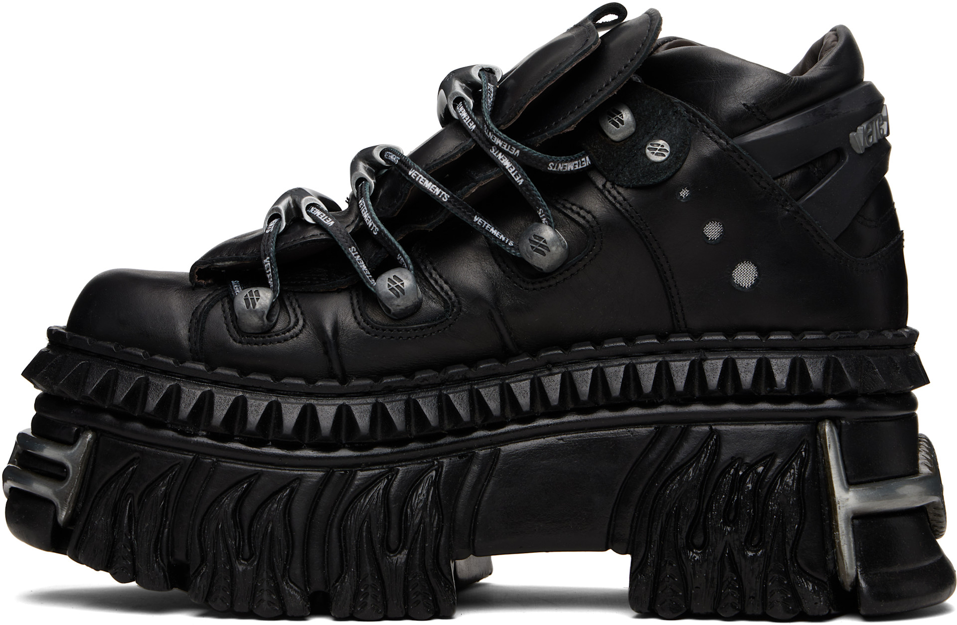 VETEMENTS - Black New Rock Edition Fire Platform Sneakers
