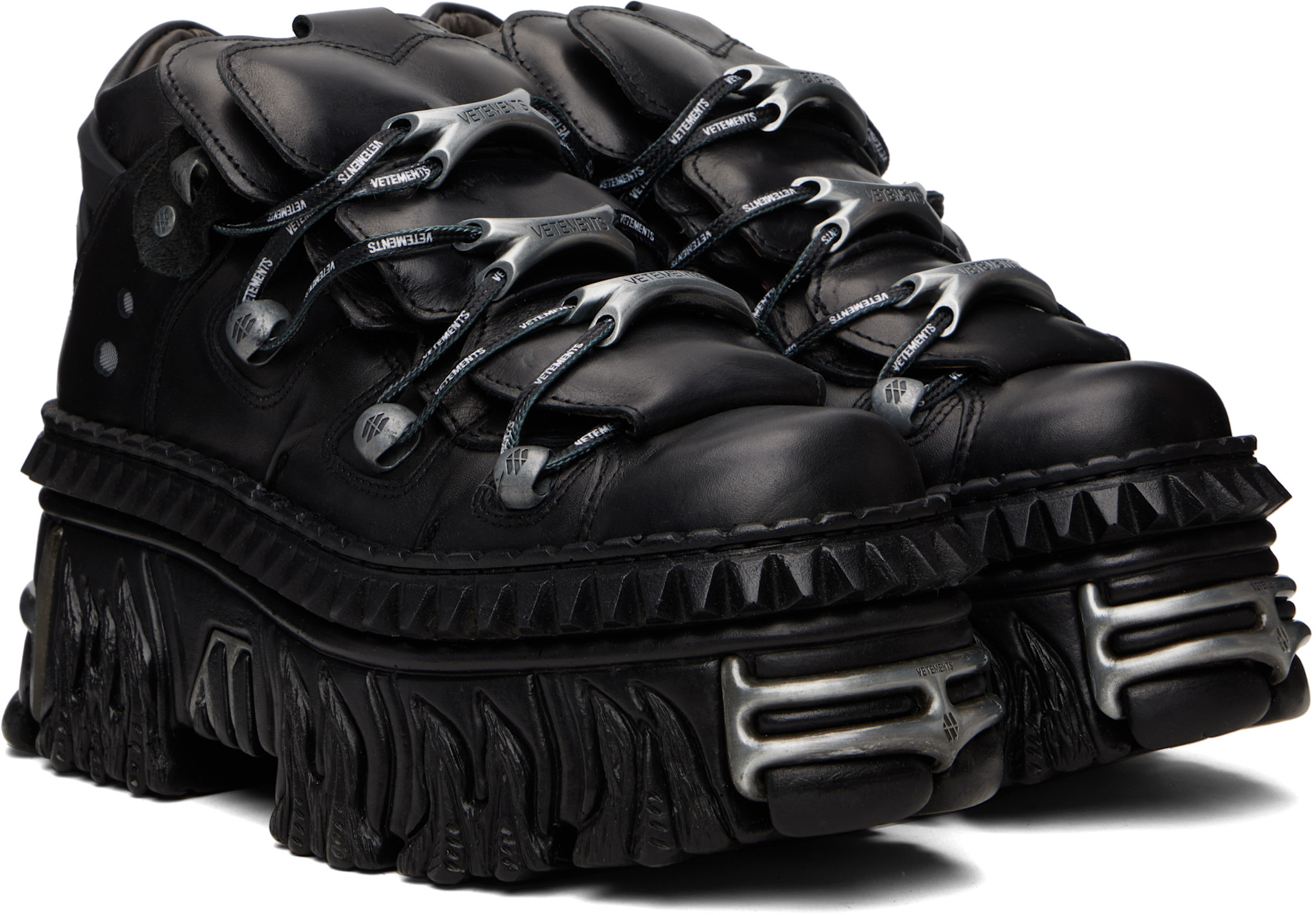 VETEMENTS - Black New Rock Edition Fire Platform Sneakers